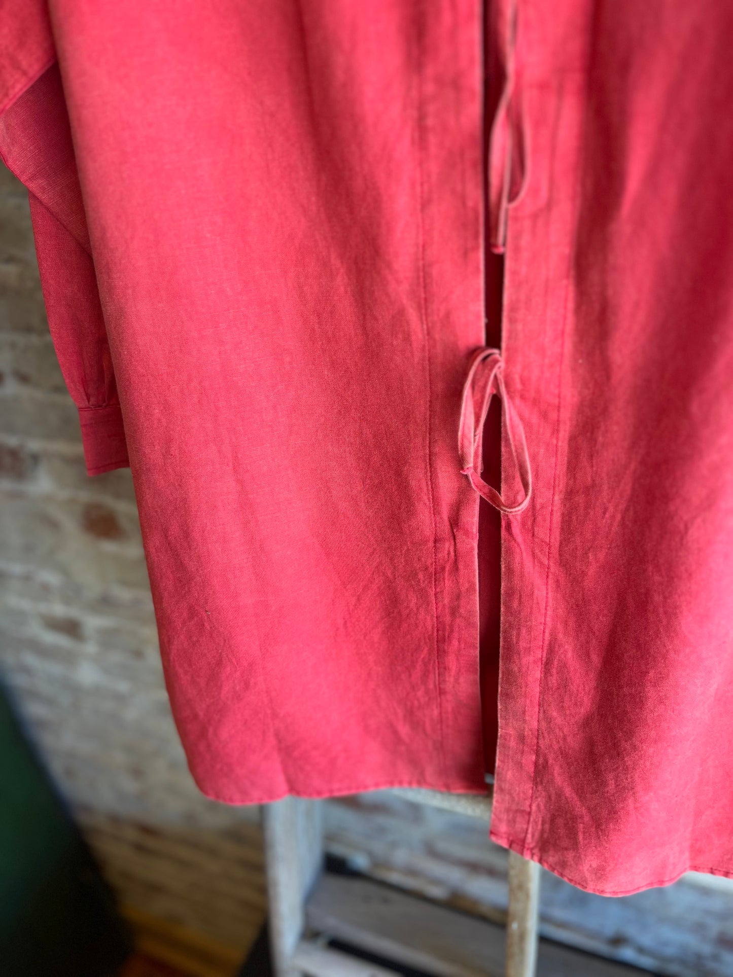 Washed Tomato Red Button Up w/ Bows
