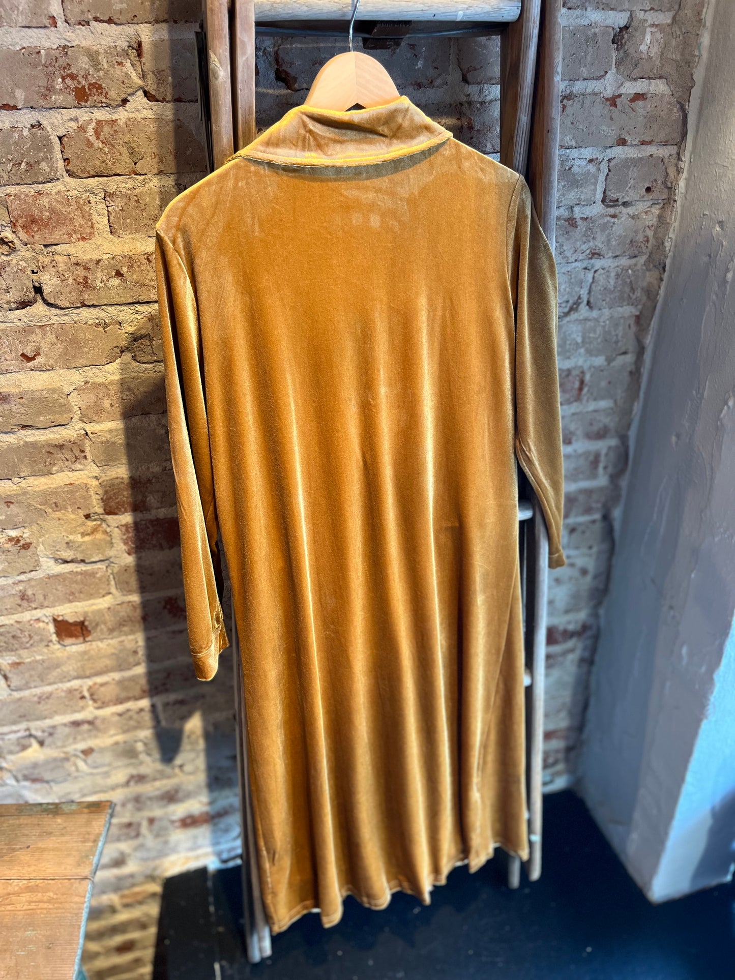 Long Velvet Cardigan- Gold/Mustard