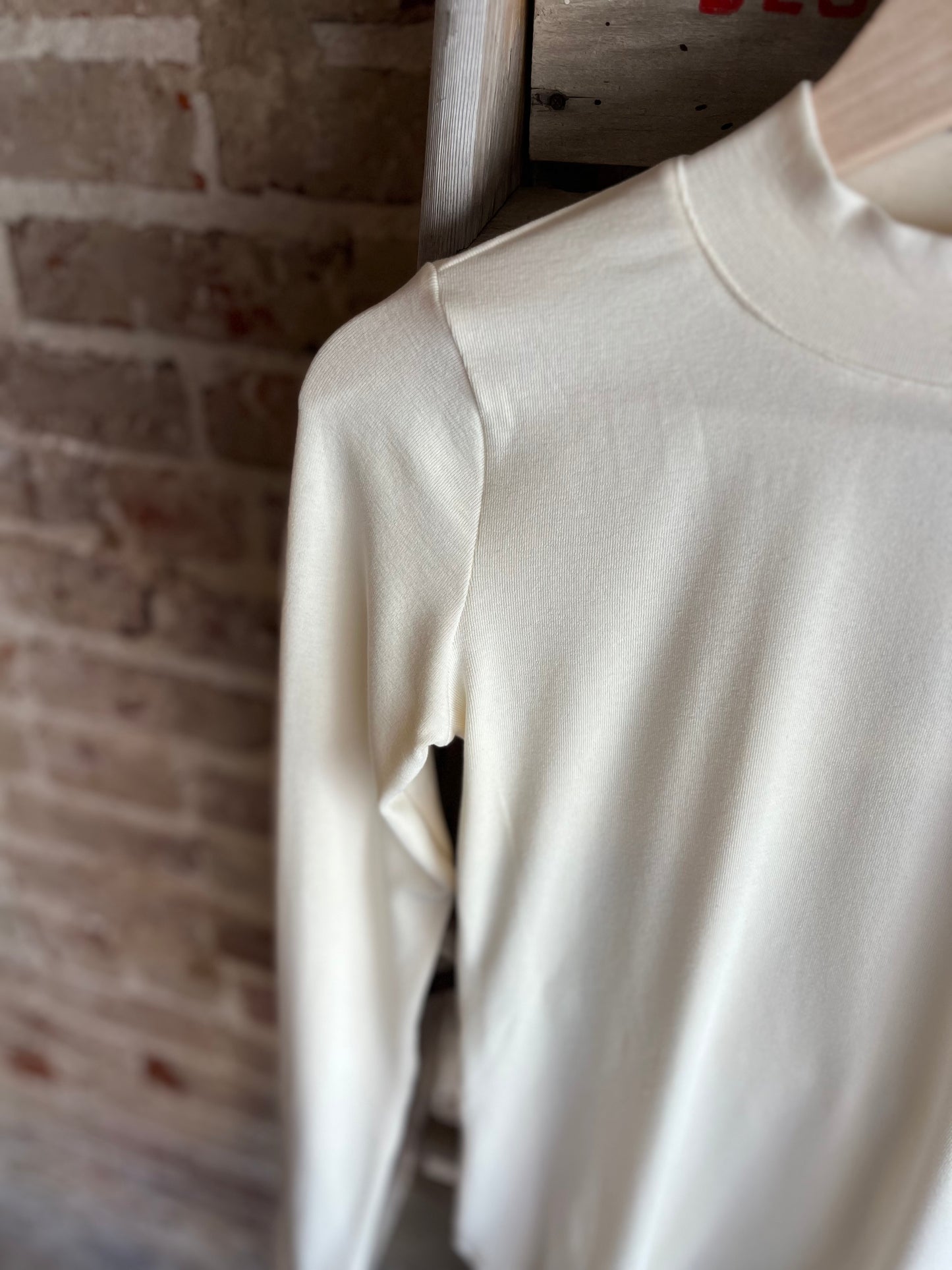 Knit Mock Neck Top- Cream