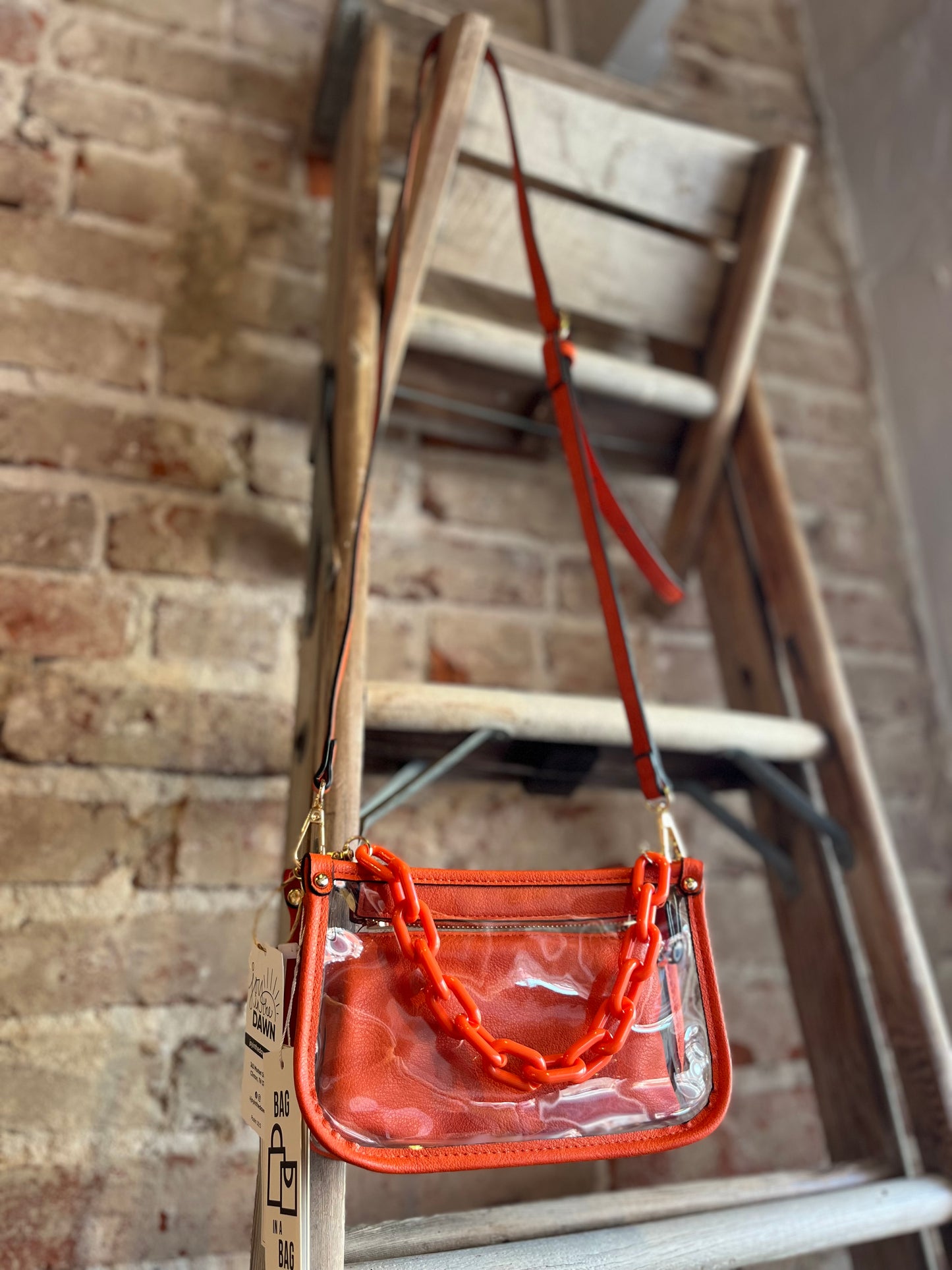 The Clear Crossbody w/ Chain- Orange
