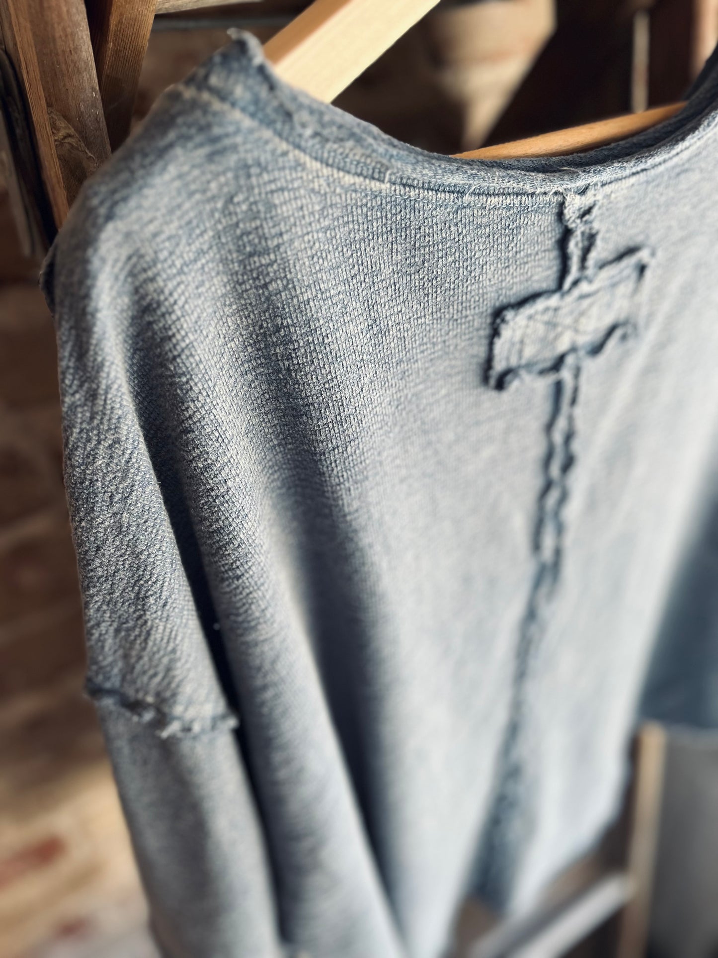 Washed Drop Shoulder Tee - Dusty Blue