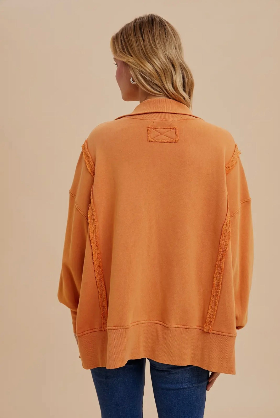Vintage Washed Terry Pullover - Orange