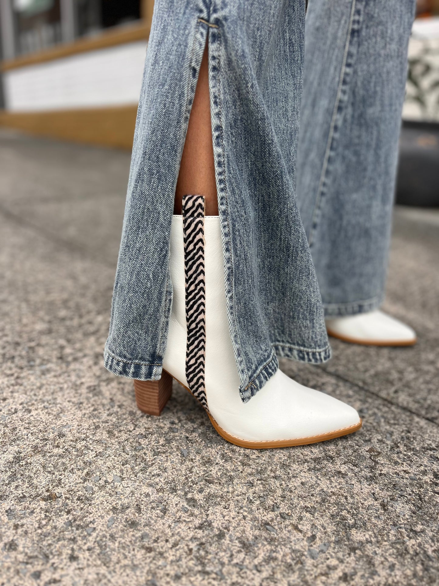 Cream Accent Ankle Boots