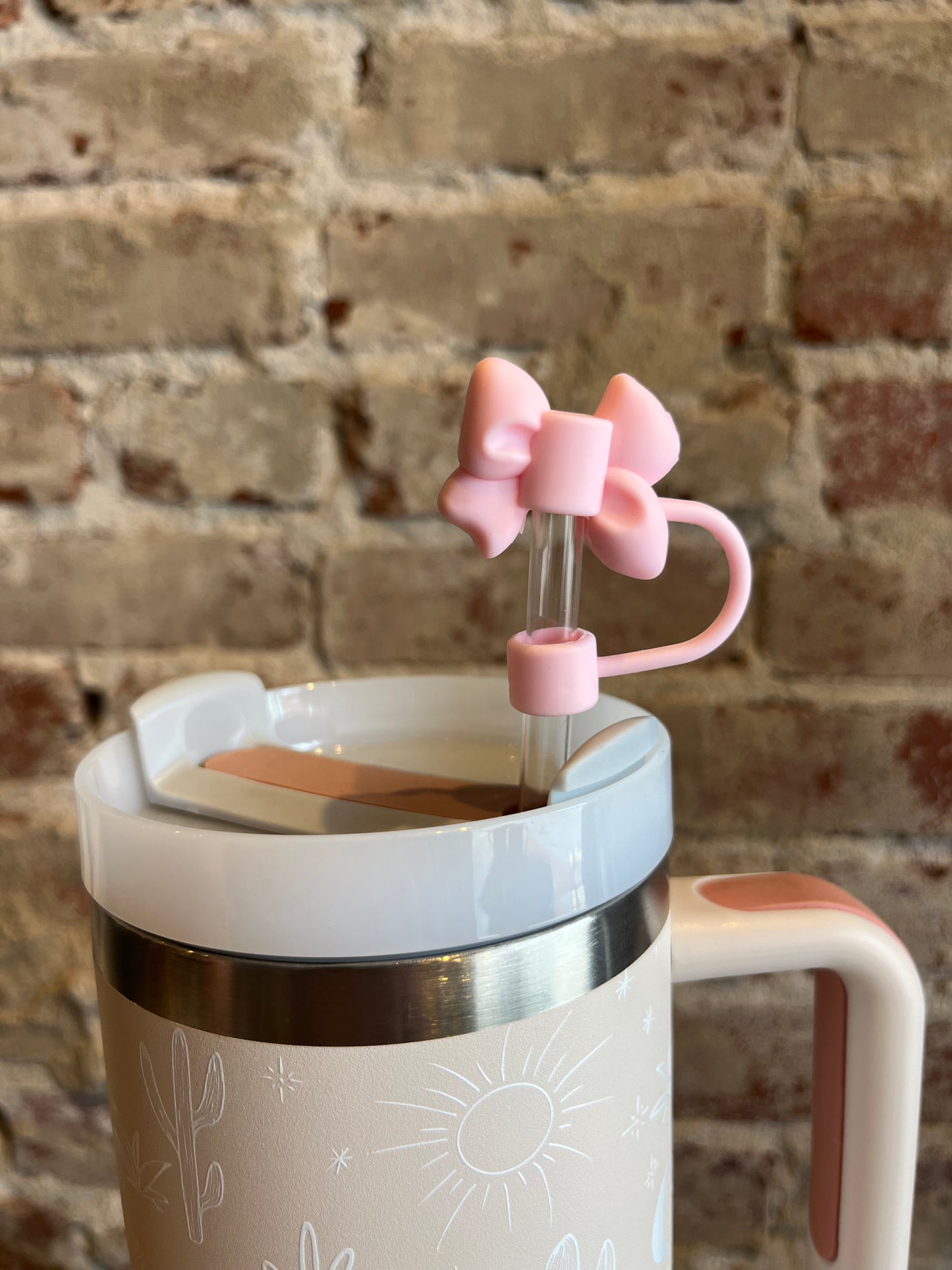 Small Pink Bow Straw Cover