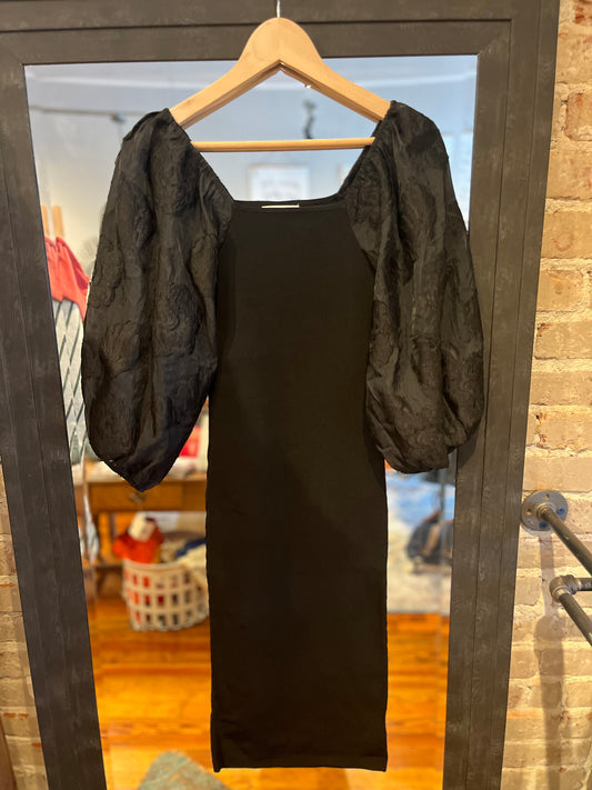 Classy Puff Sleeve Black Dress