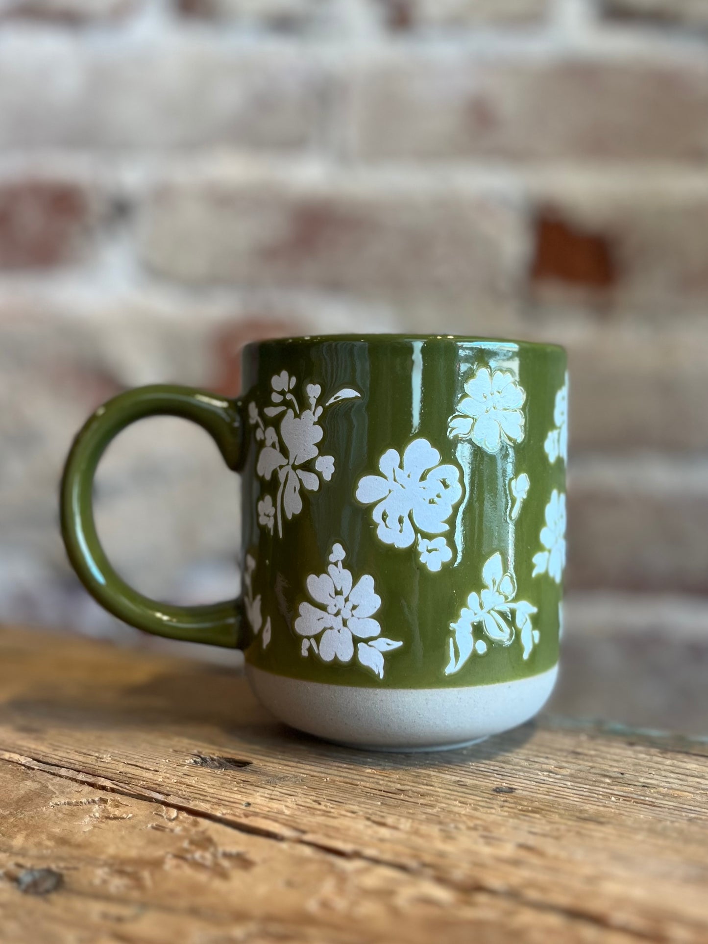 Green Floral Mug