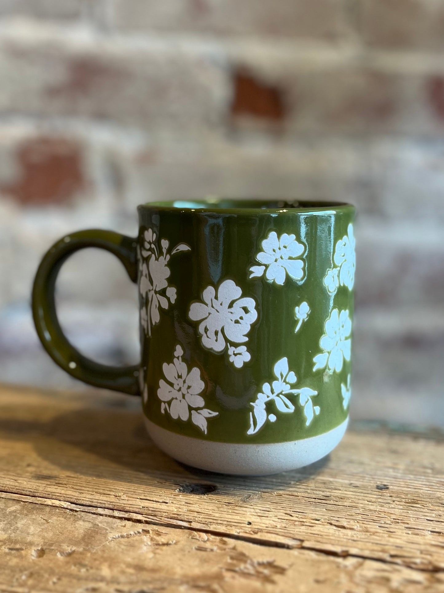 Green Floral Mug