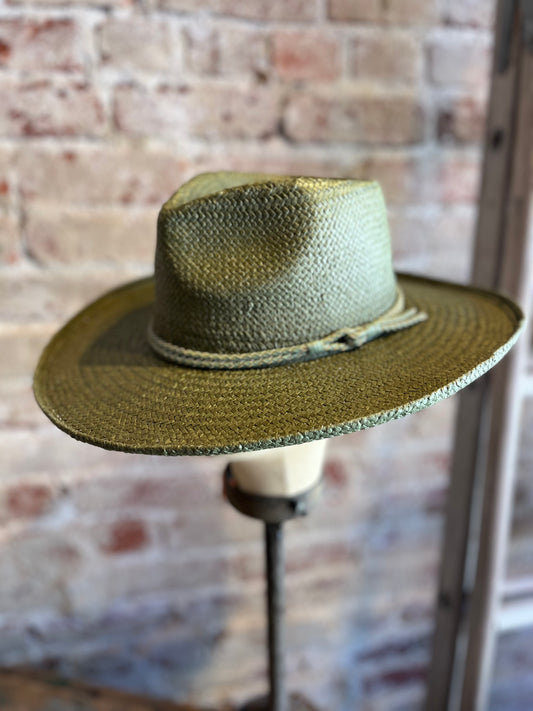 Curled Brim Sun Straw Hat - Sage