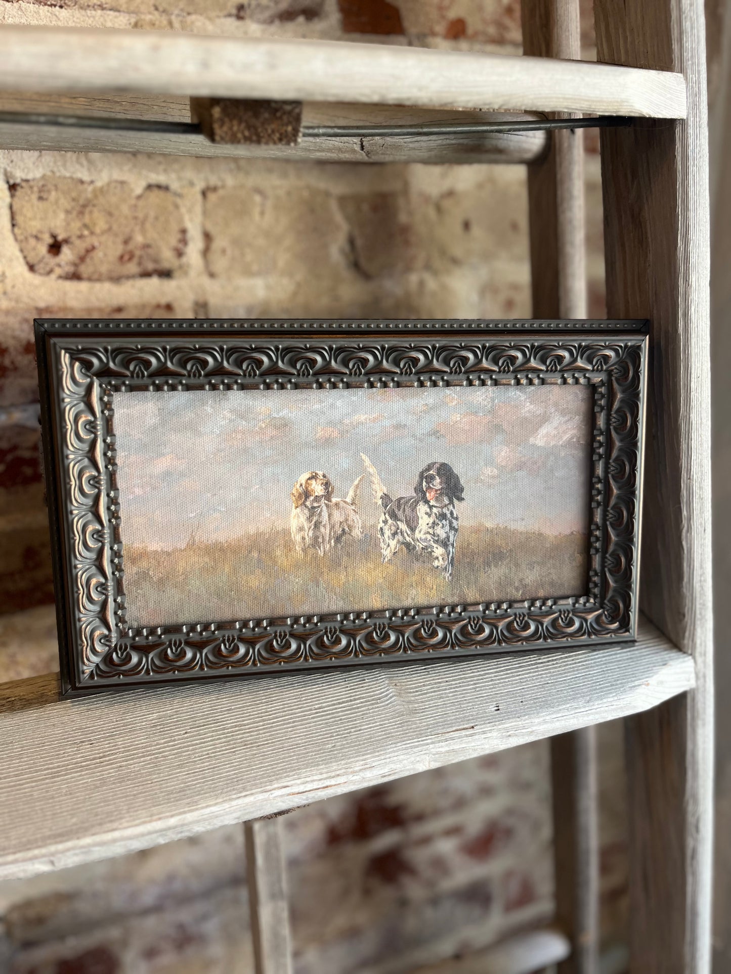 Two Hilltop Setters Framed Antique Art