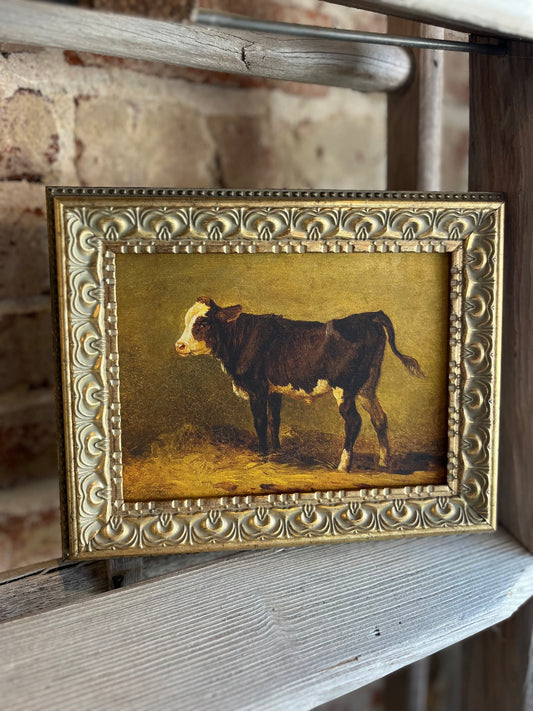 Vintage Calf Framed Antique Art