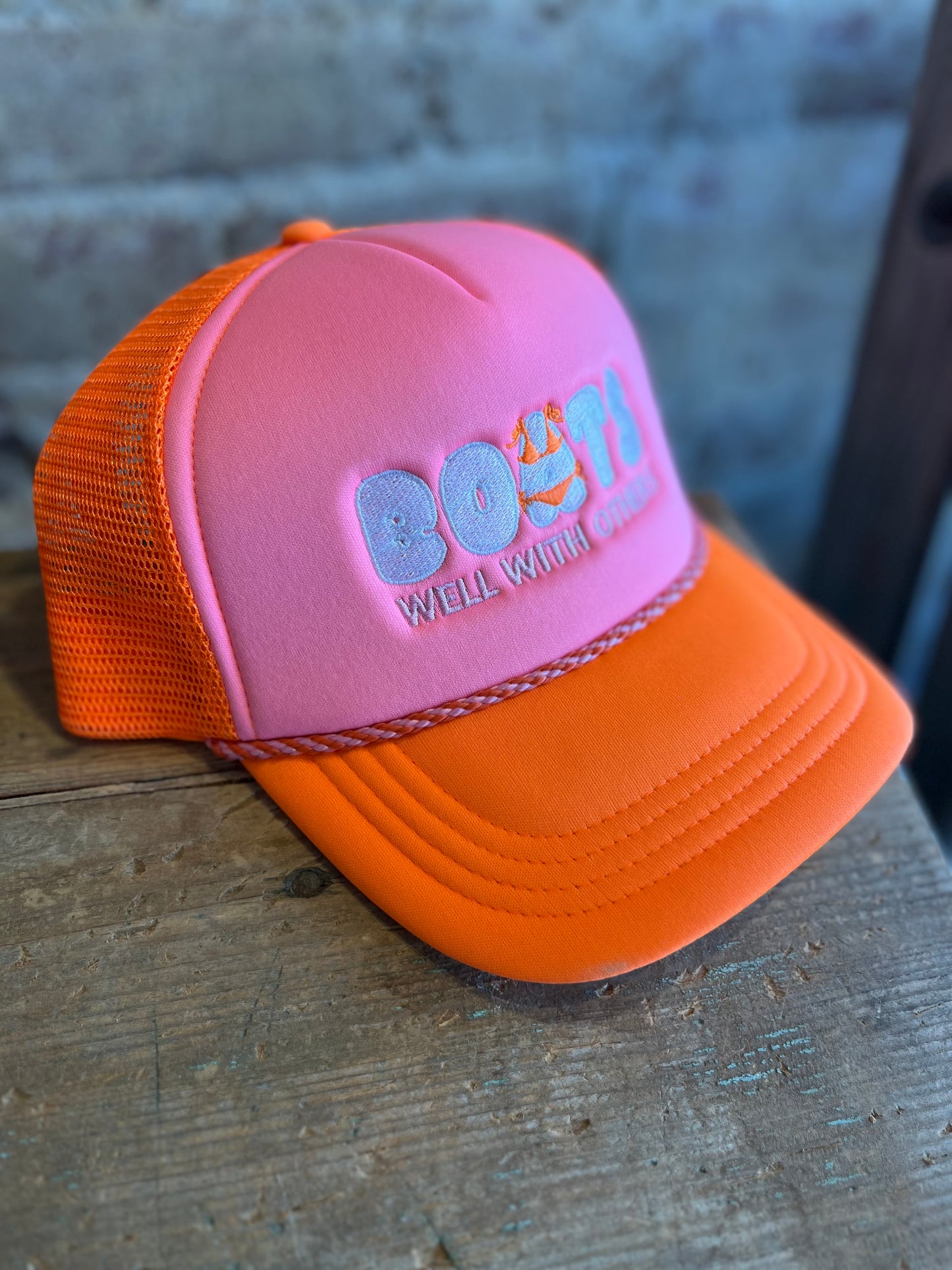 Boats Well With Others Foam Trucker Hat - Pink