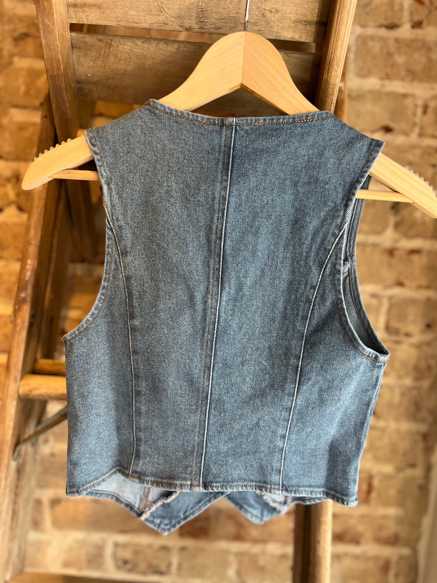 Washed Denim Vest - Denim Blue