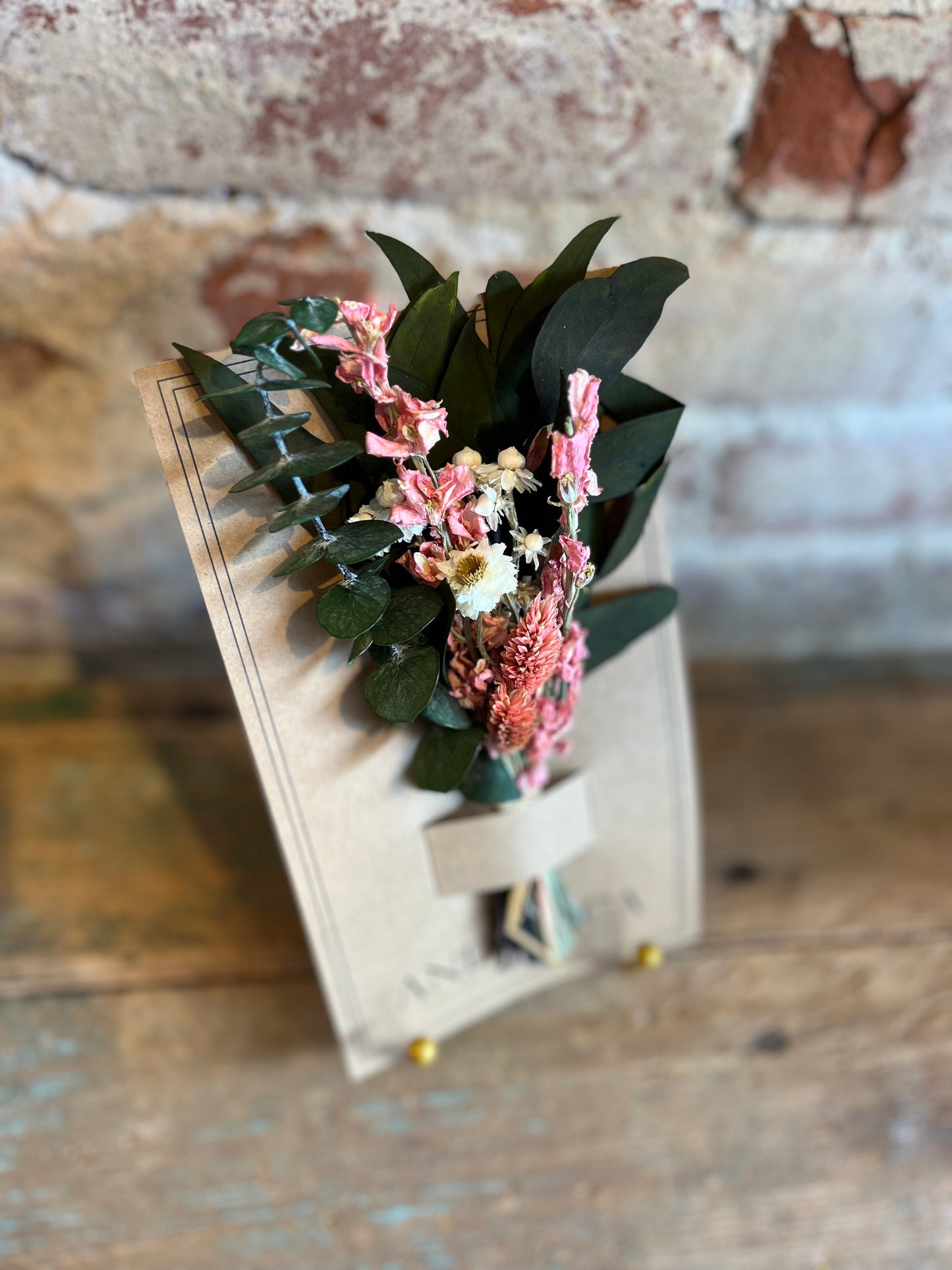 Eucalyptus & Pink Larkspur Mini Dried Bouquet