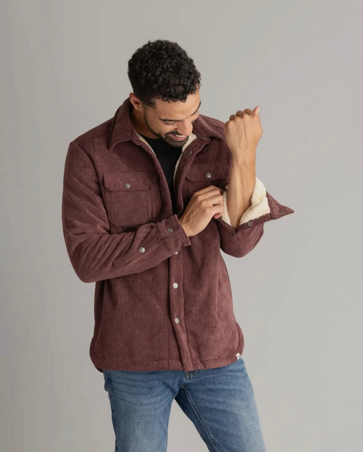 Plum Sherpa Corduroy Shacket- Men