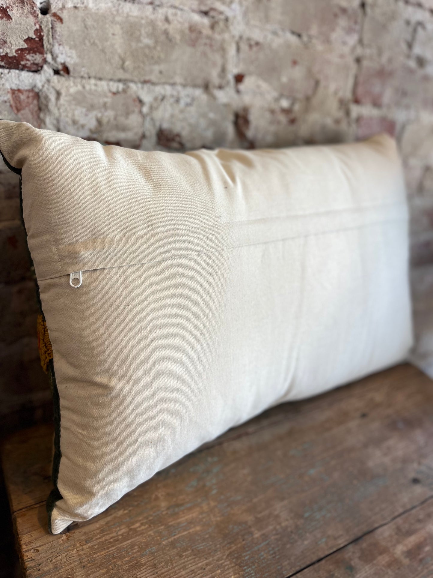 Bird Embroidery Luxe Pillow- Green