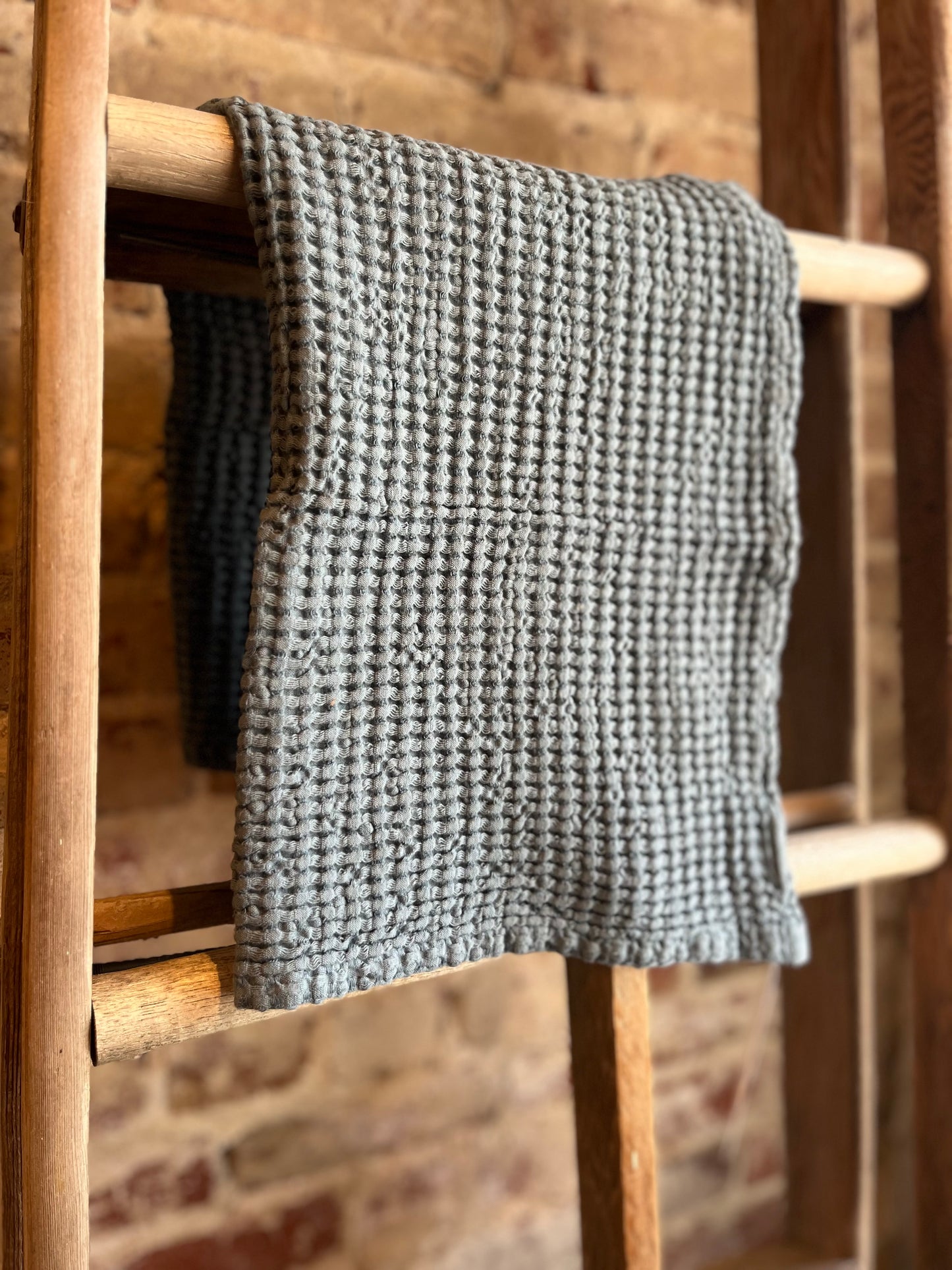 Waffle Hand Towel - Grey Blue