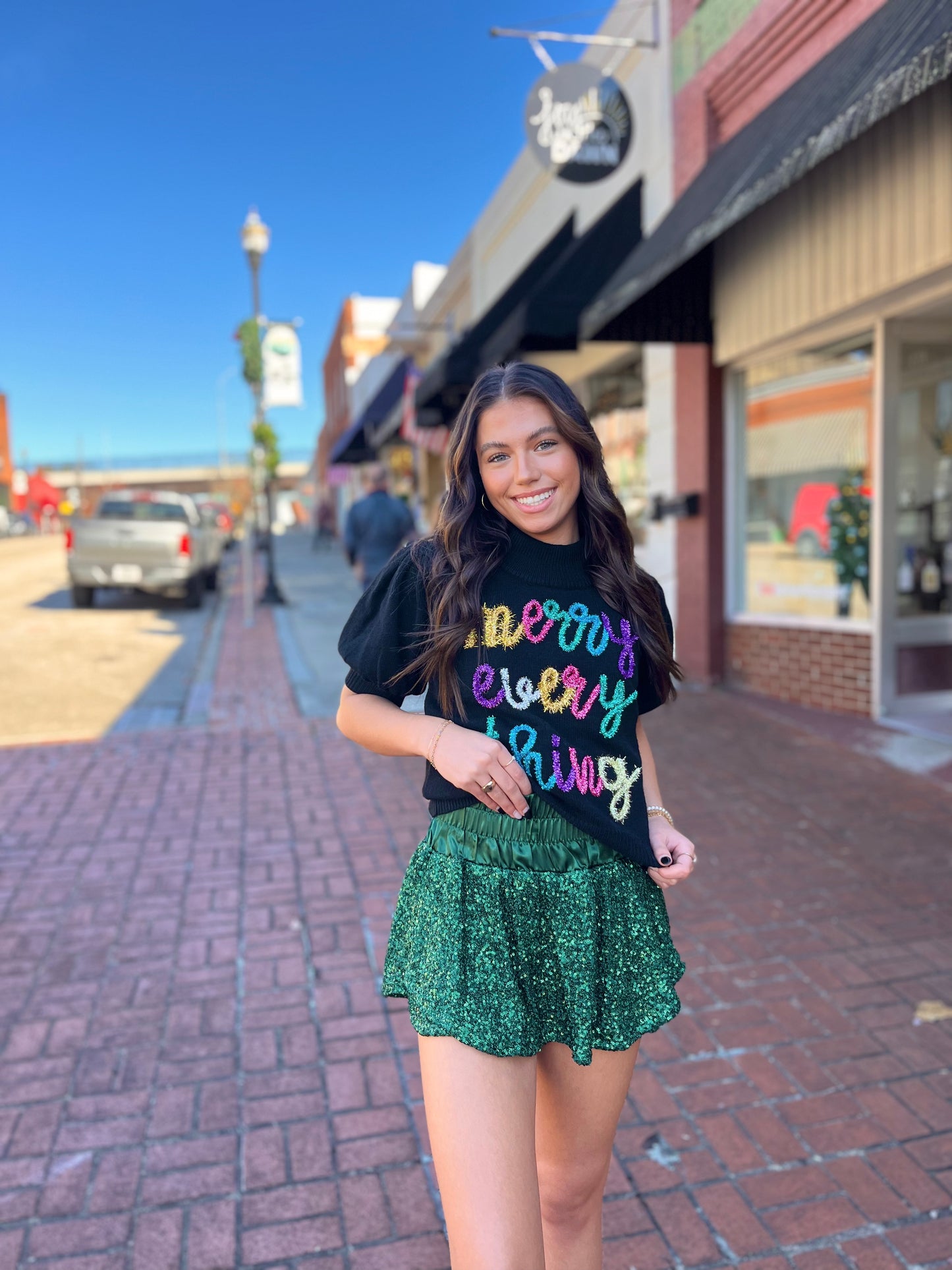 Evergreen Sequin Skort