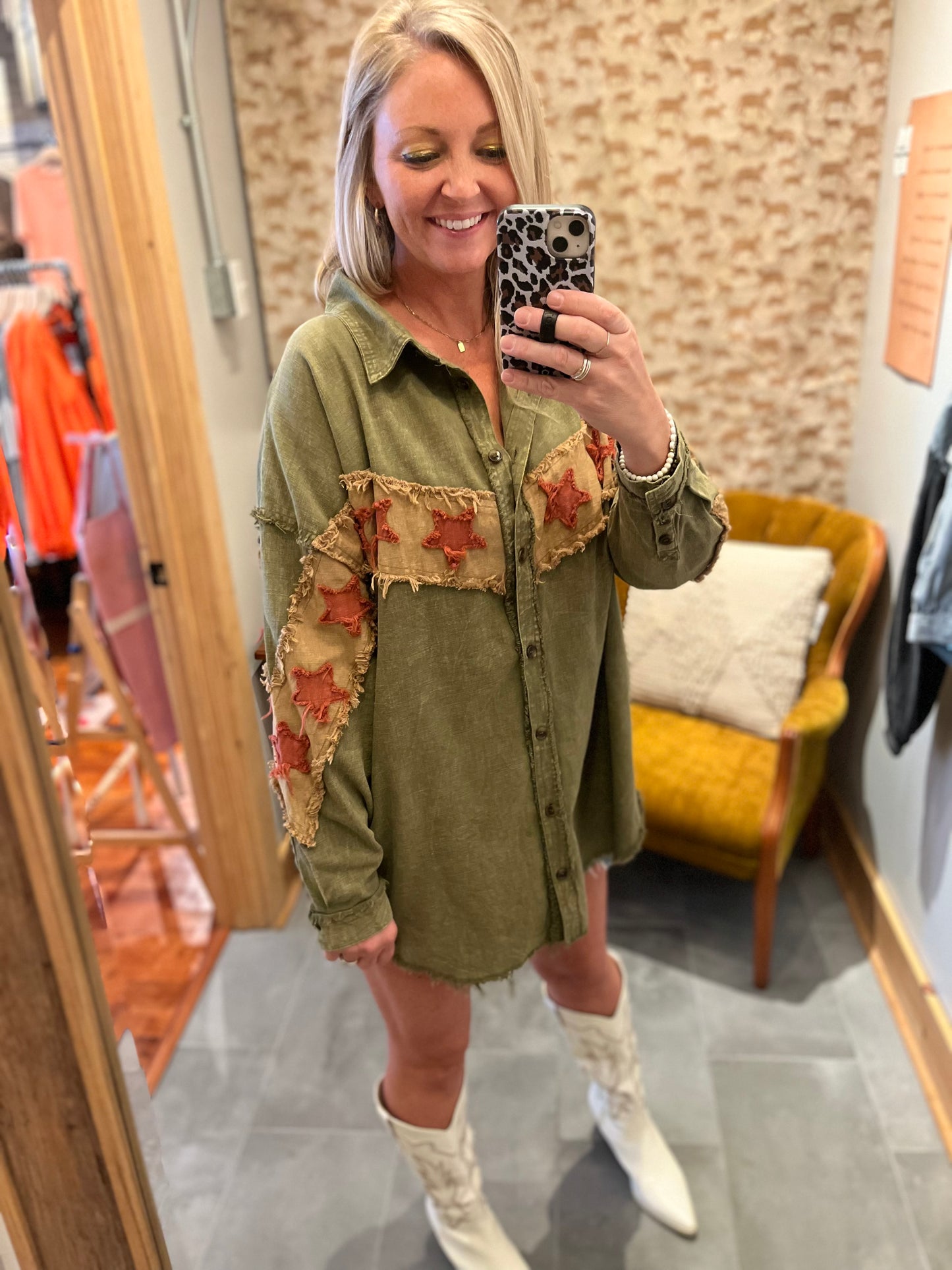 Washed Star Jacket - Olive