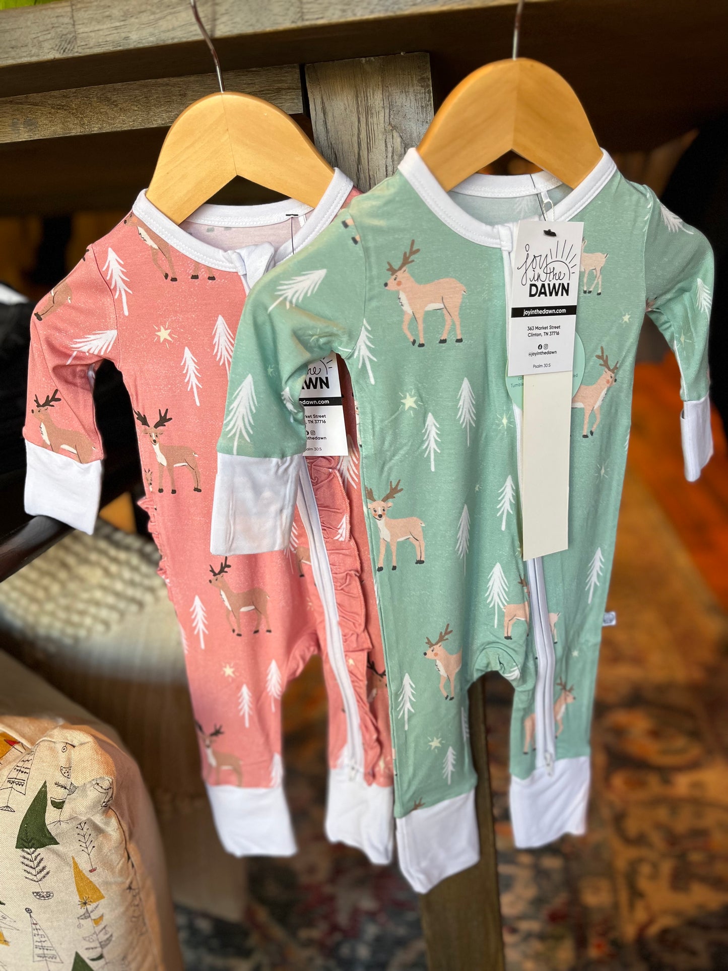 Reindeer Bamboo Onesies- Evergreen