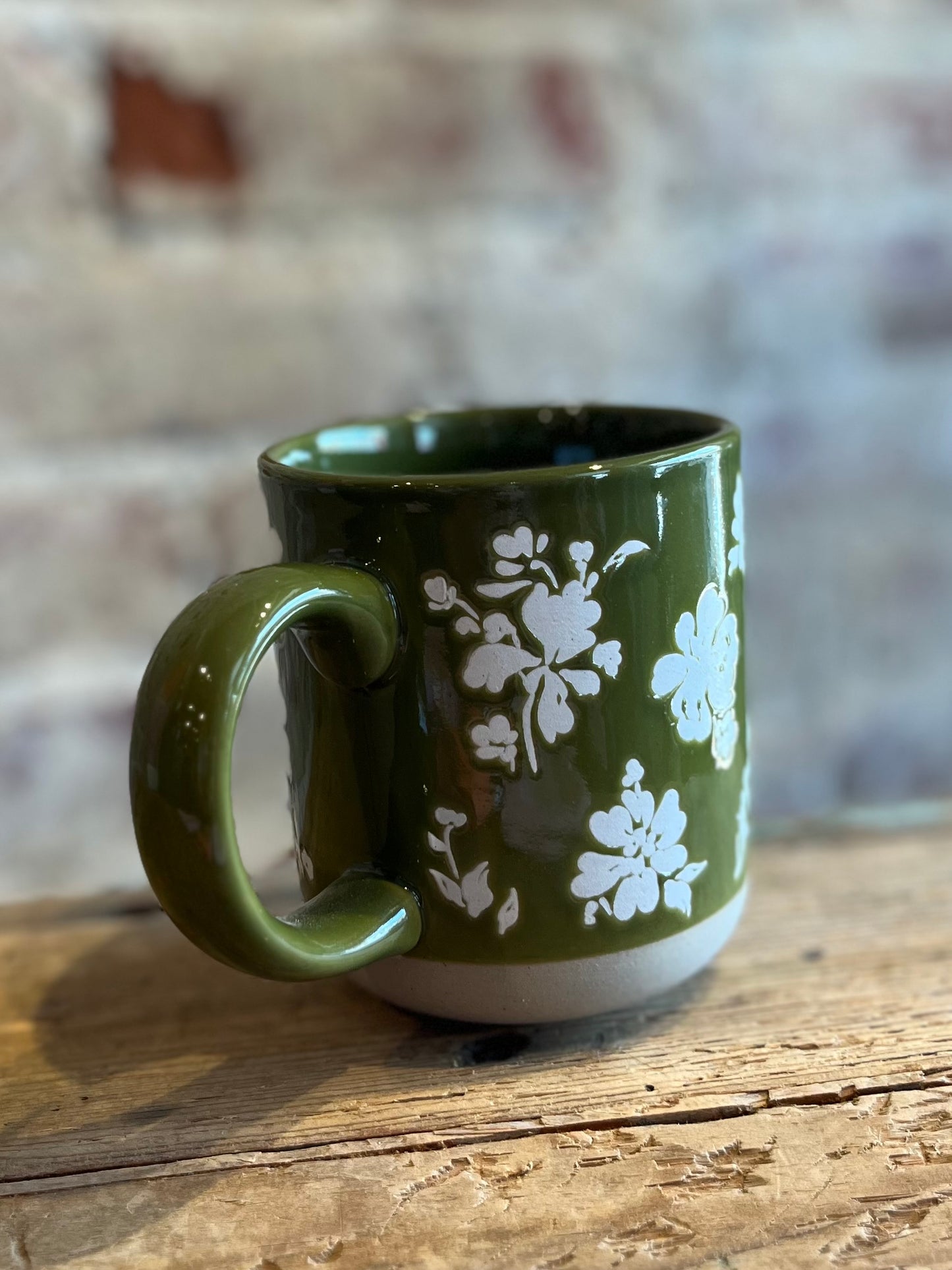 Green Floral Mug