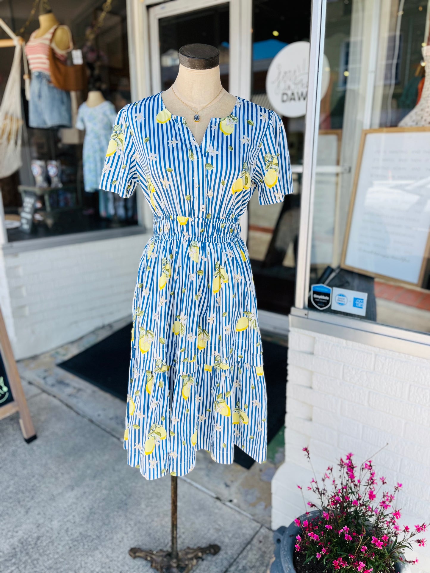 Striped Lemon Midi Dress