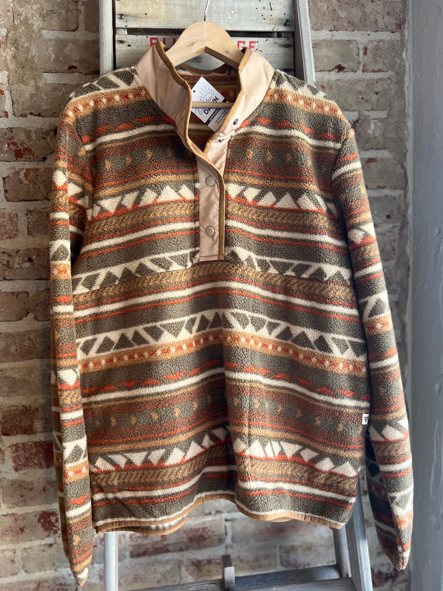 Sepia Aztec Fleece Snap Pullover - Men