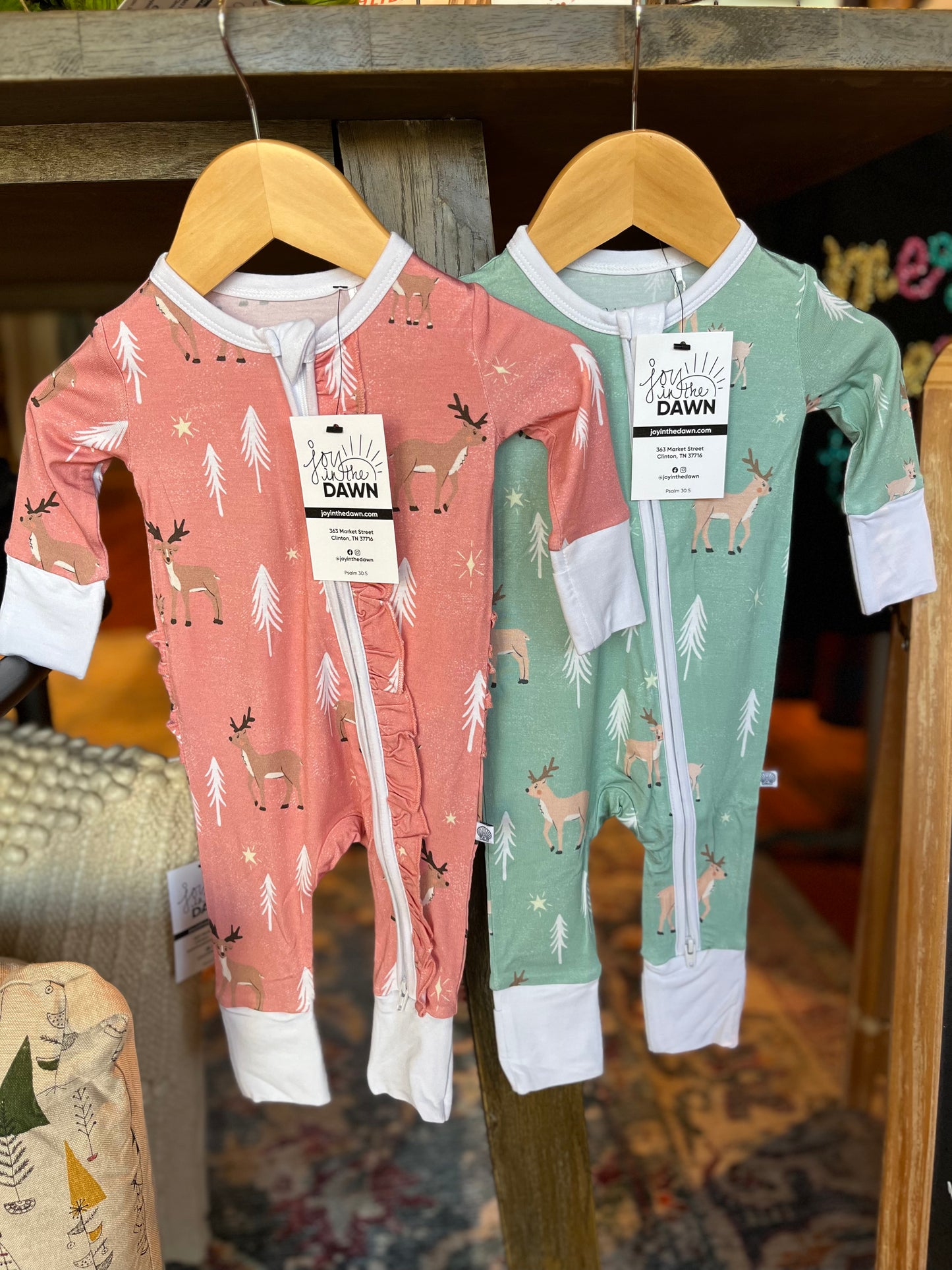 Reindeer Bamboo Onesies- Pink