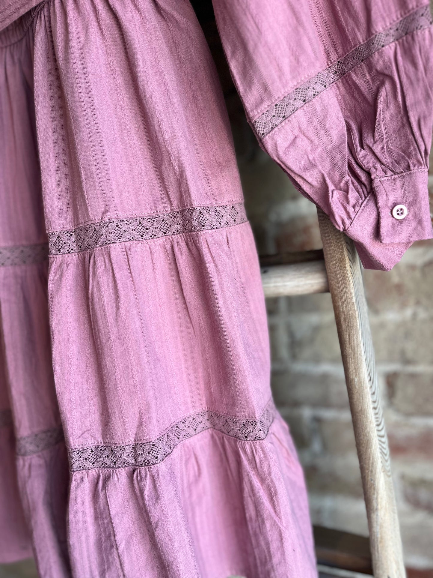 Lace Inlay Mini Dress- Eggplant