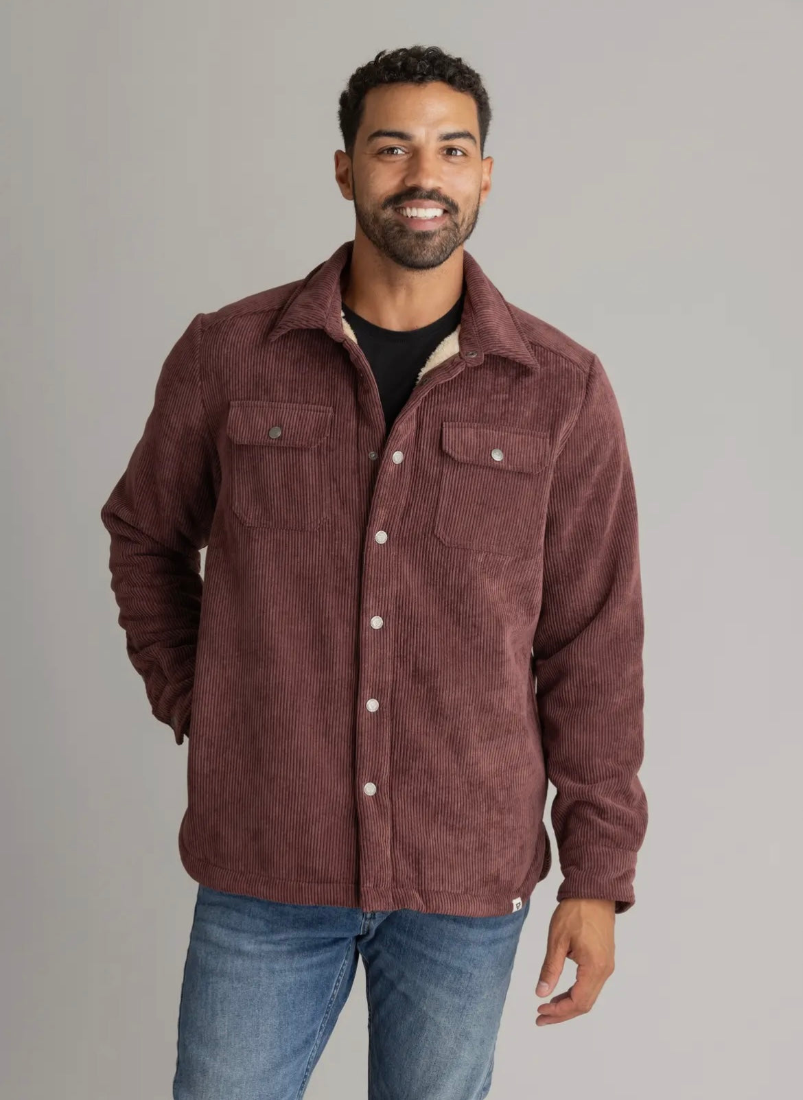 Plum Sherpa Corduroy Shacket- Men