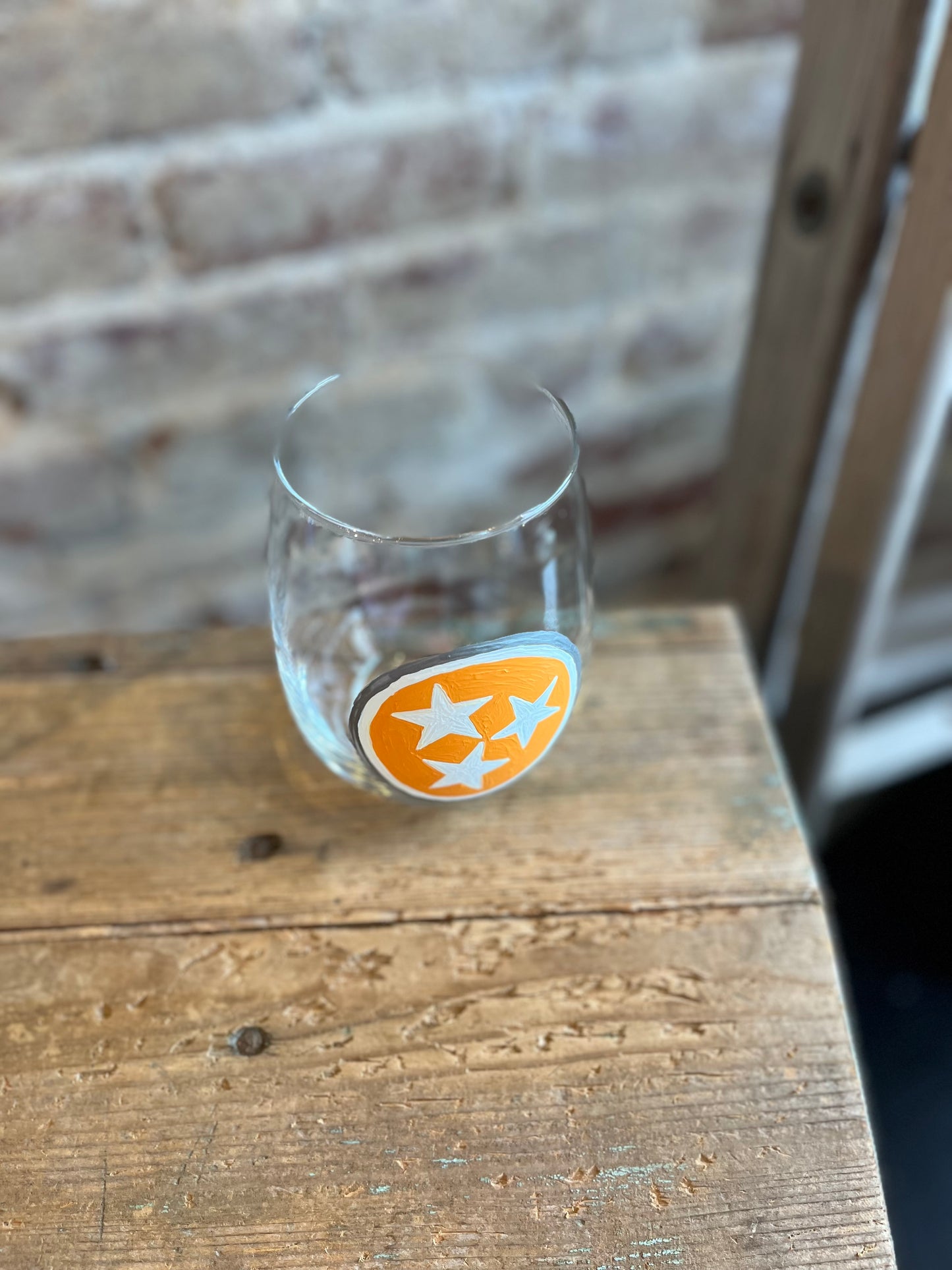TN Orange Tristar -Hand Painted Glass