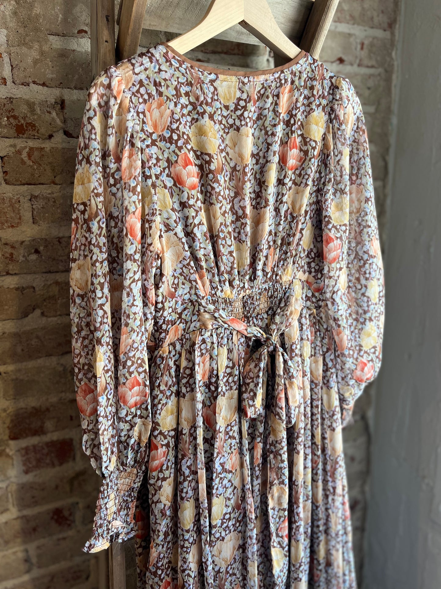 Flowy Buckhorn Brown Maxi Dress
