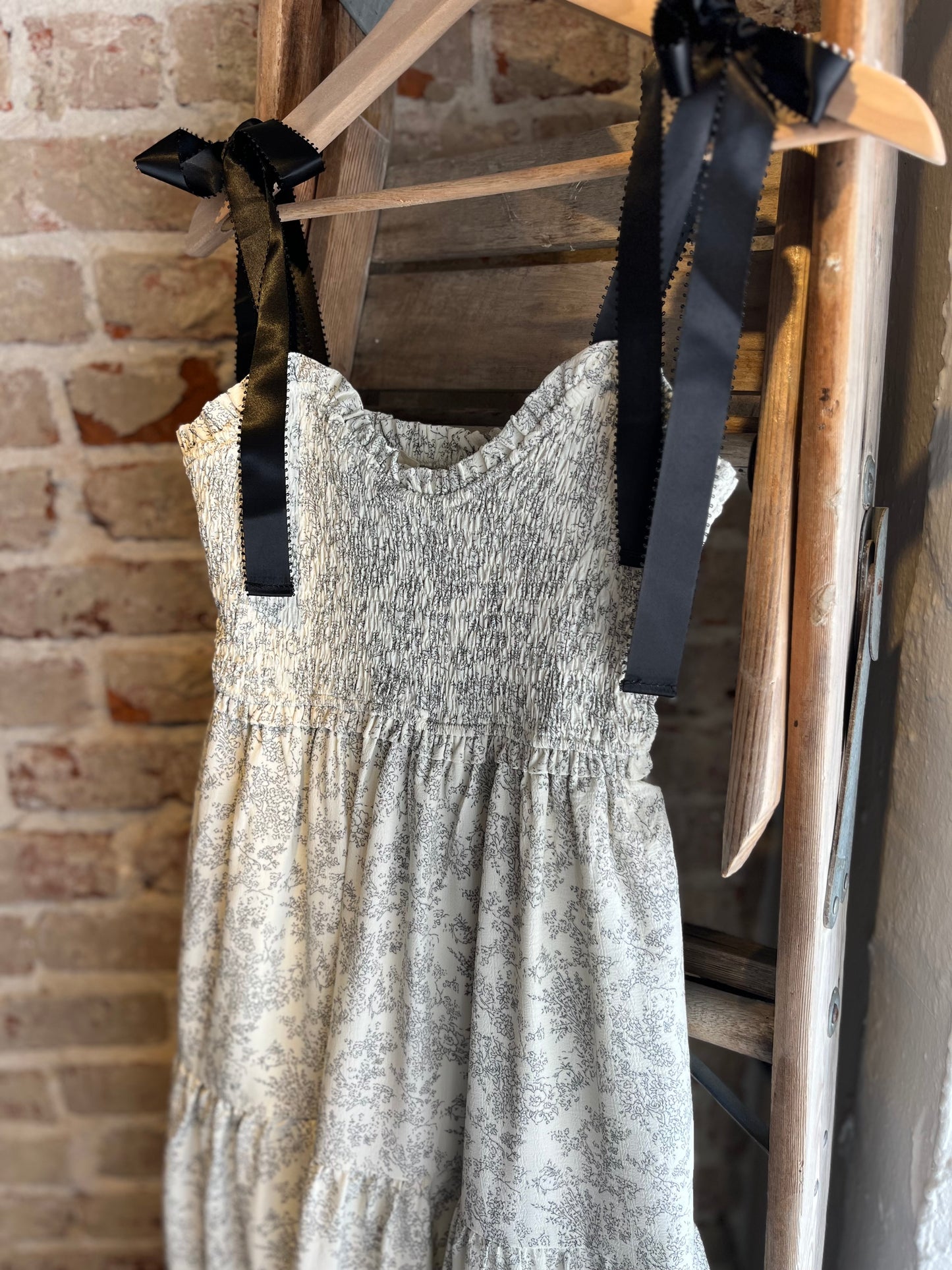 Floral Tiered Dress - Floral Black