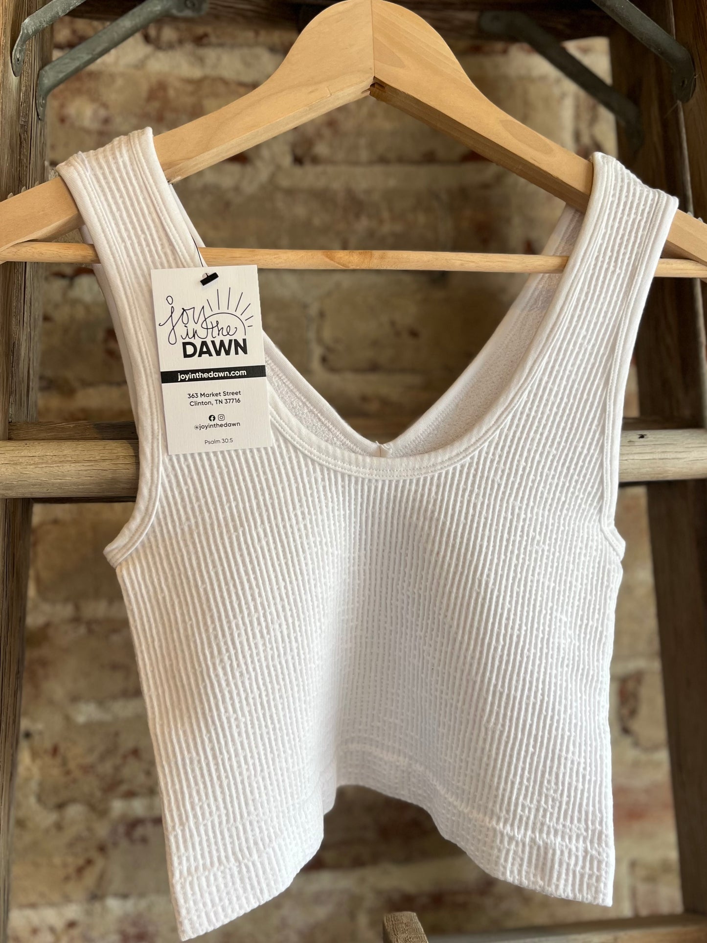Seamless Reverse Ribbed Top- White