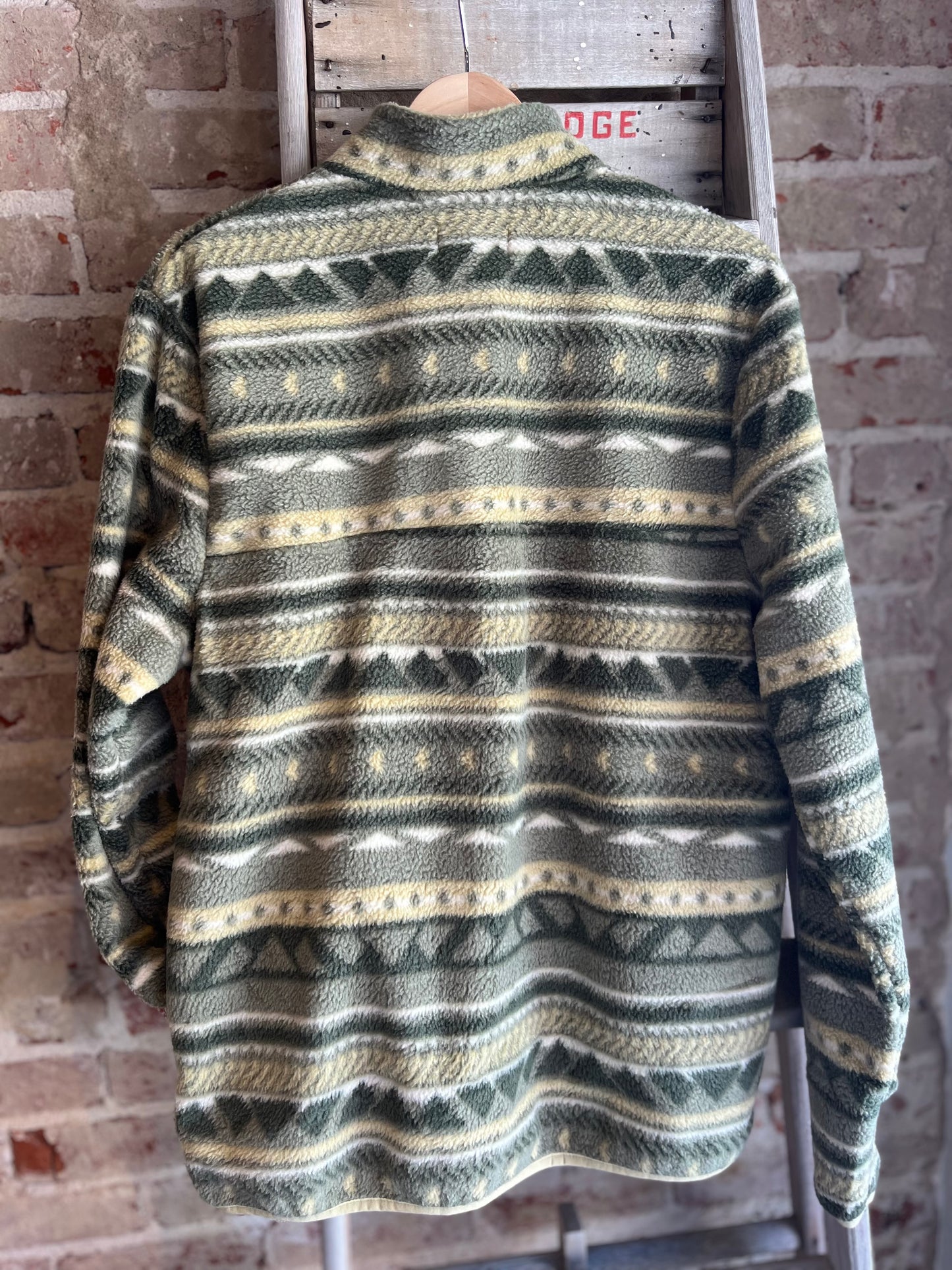 Olive Aztec Fleece Quarter Zip- Men