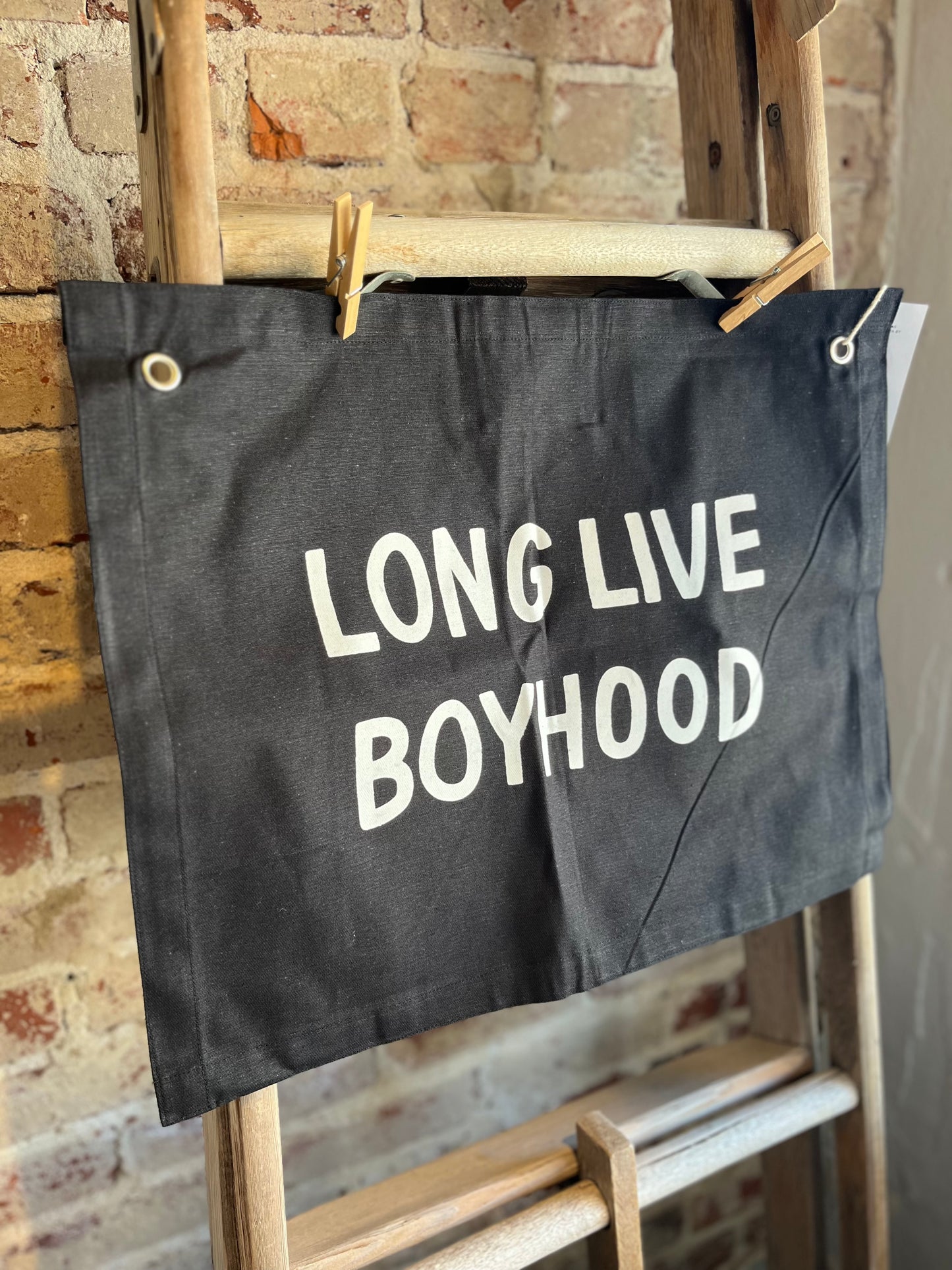 Long Live Boyhood Canvas Banner - Black