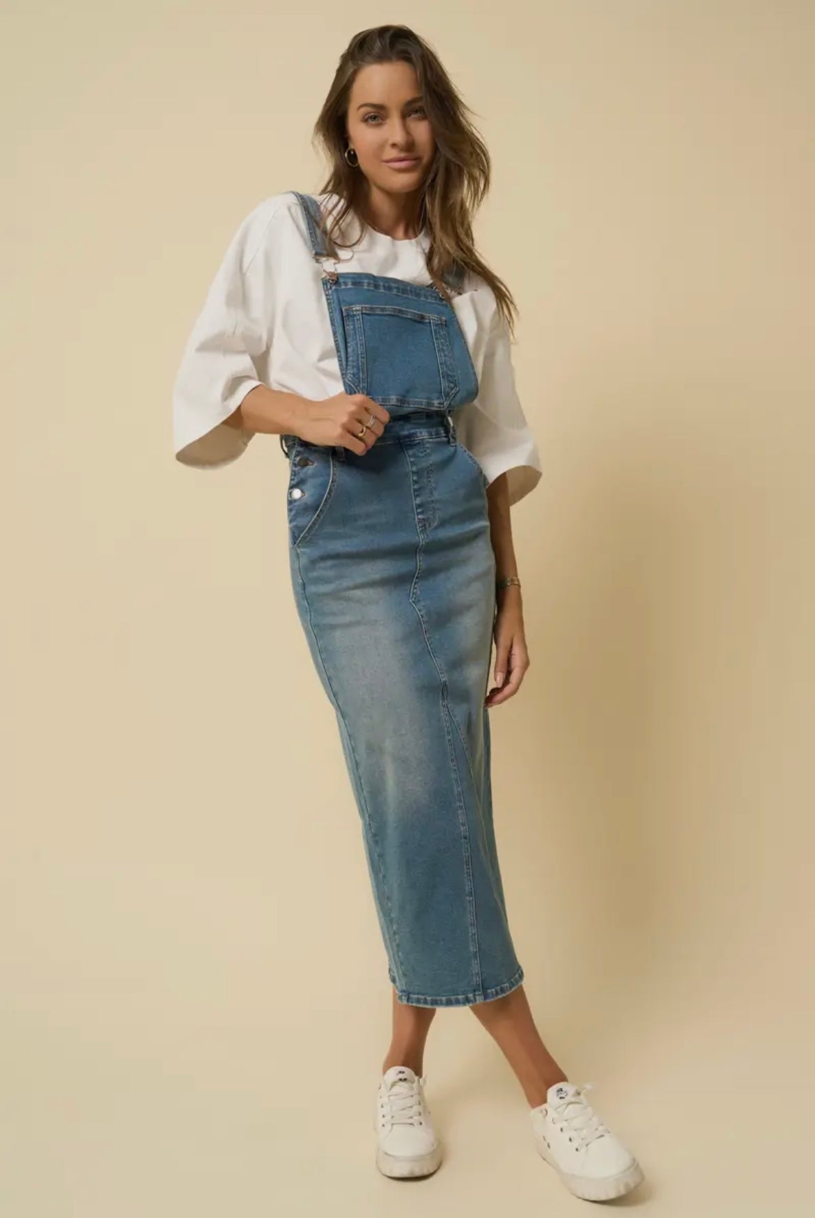 Denim Overall Long Skirt