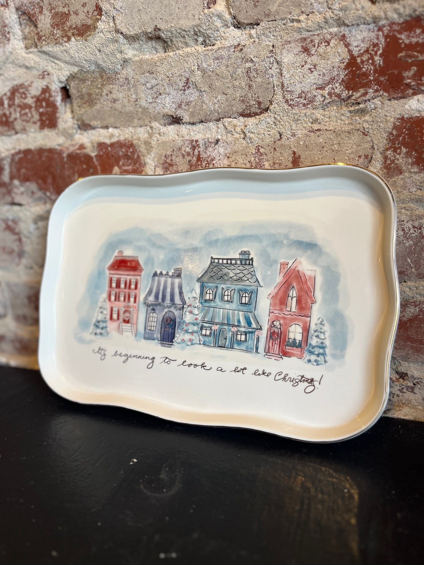 Village Christmas Stoneware Platter