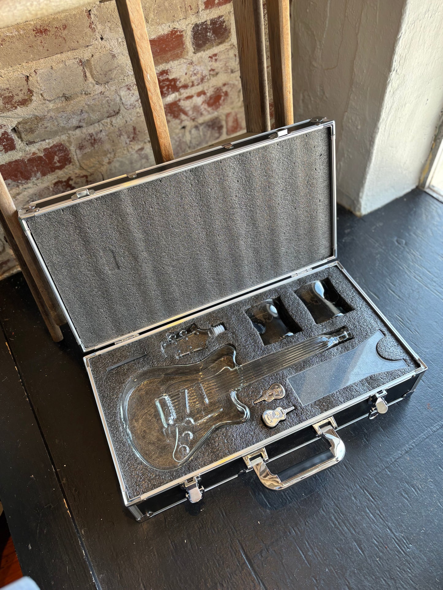 Electric Guitar Glass Decanter Set + Case
