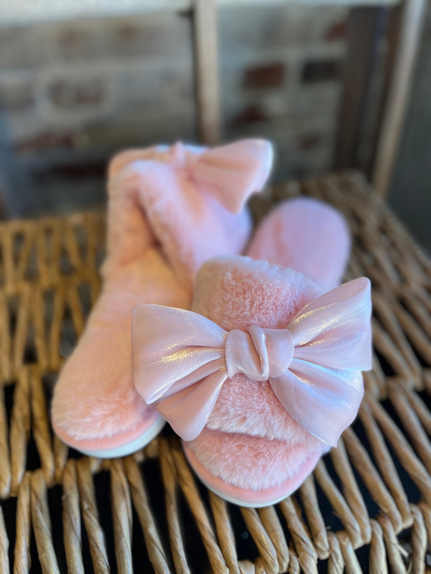 Blush Bow Slippers