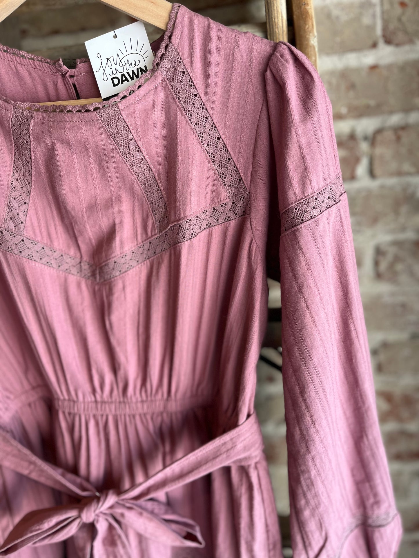 Lace Inlay Mini Dress- Eggplant