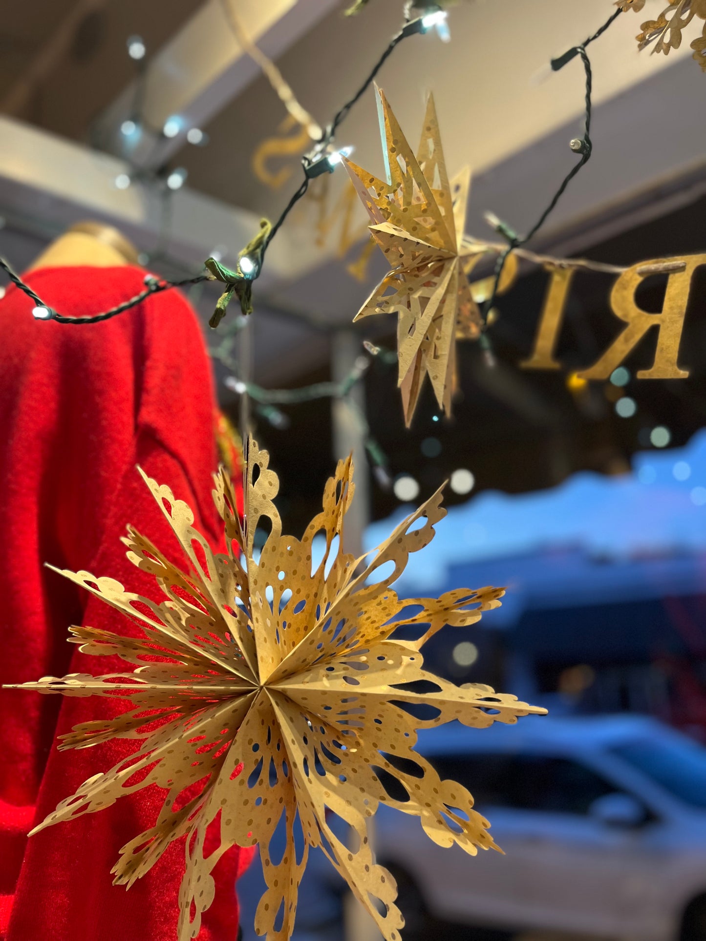 Gold Hanging Paper Snowflakes