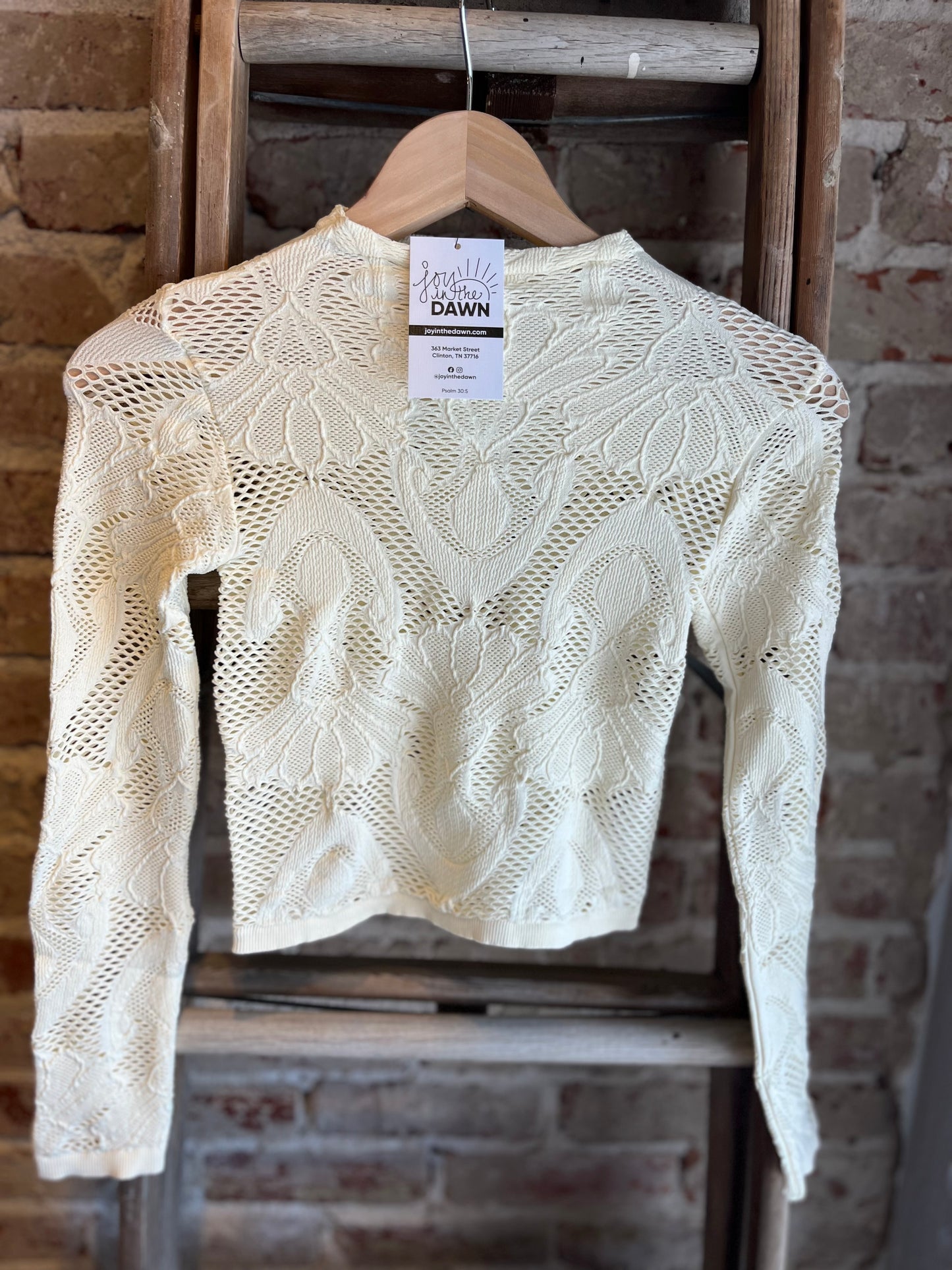 Knit Seamless Jacquard Mock Neck - Cream