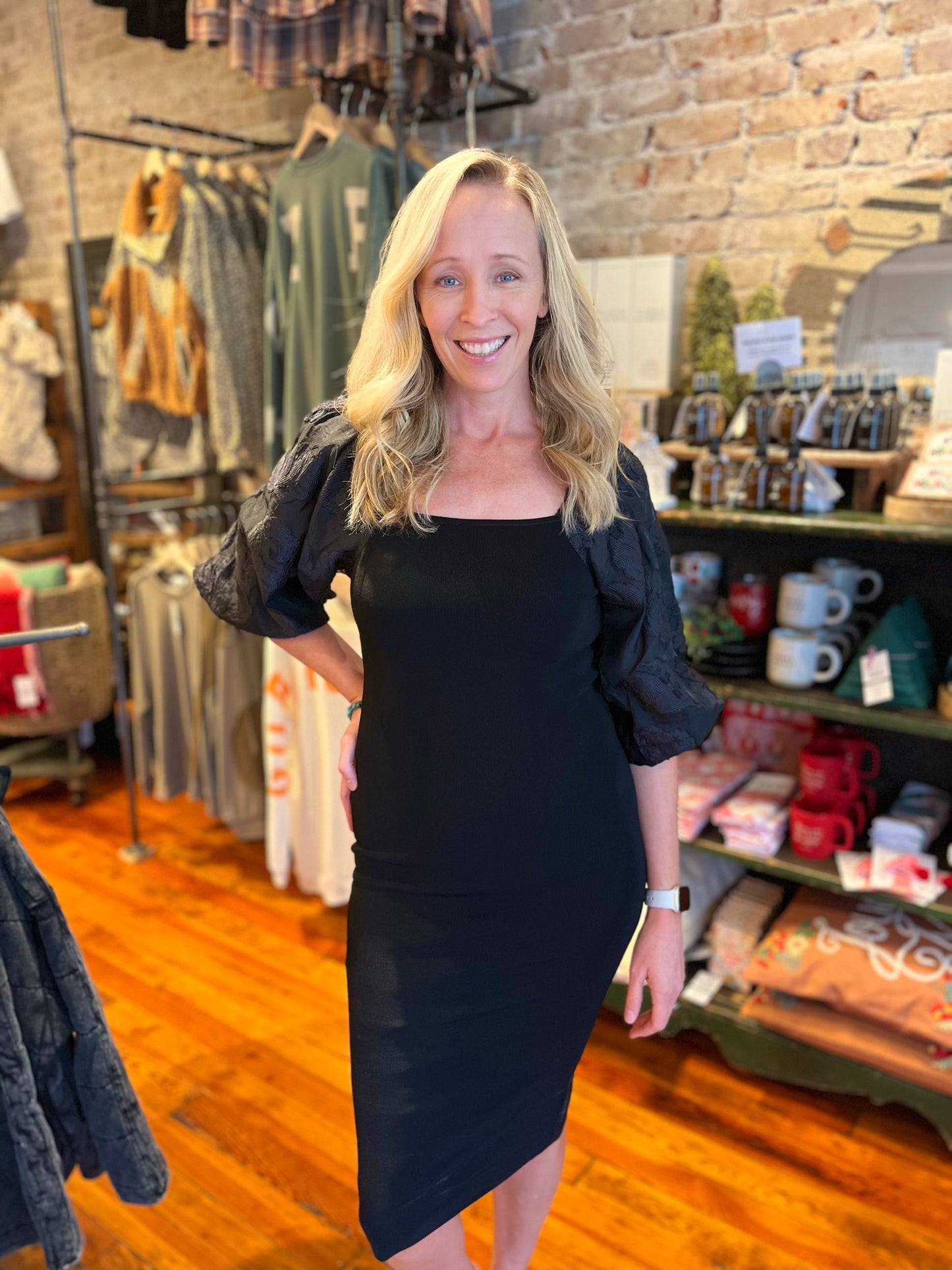 Classy Puff Sleeve Black Dress