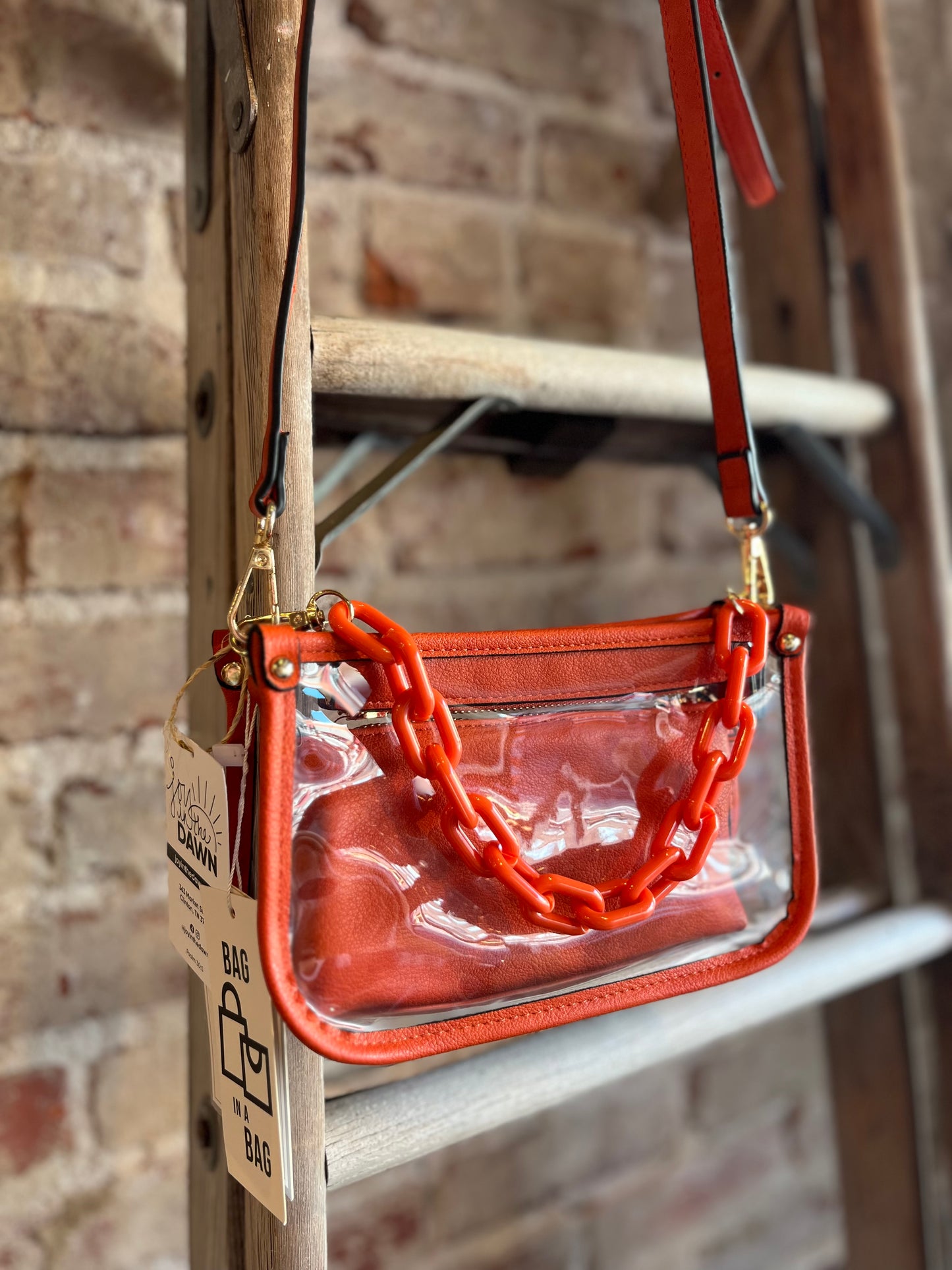 The Clear Crossbody w/ Chain- Orange