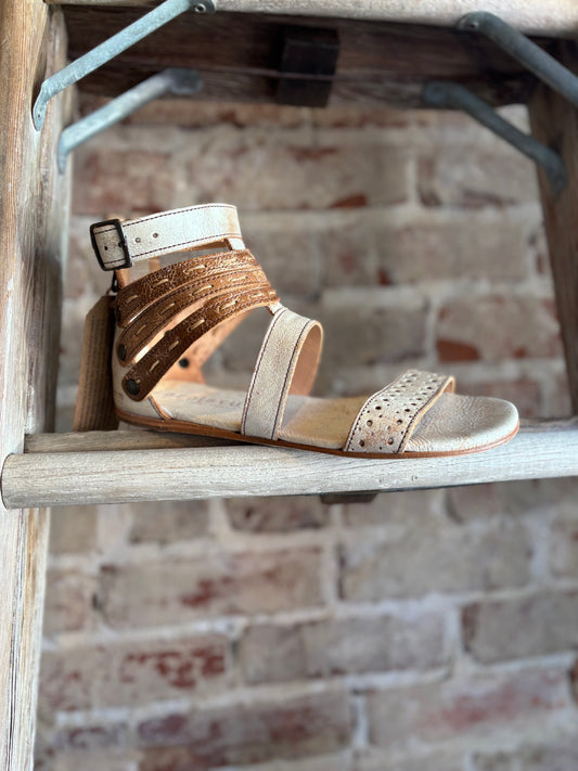Washed Leather Sandals - Tan