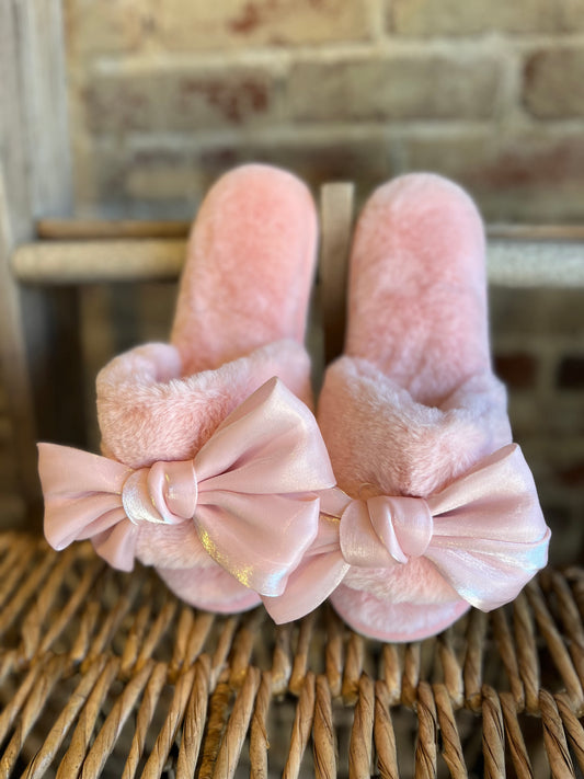 Blush Bow Slippers