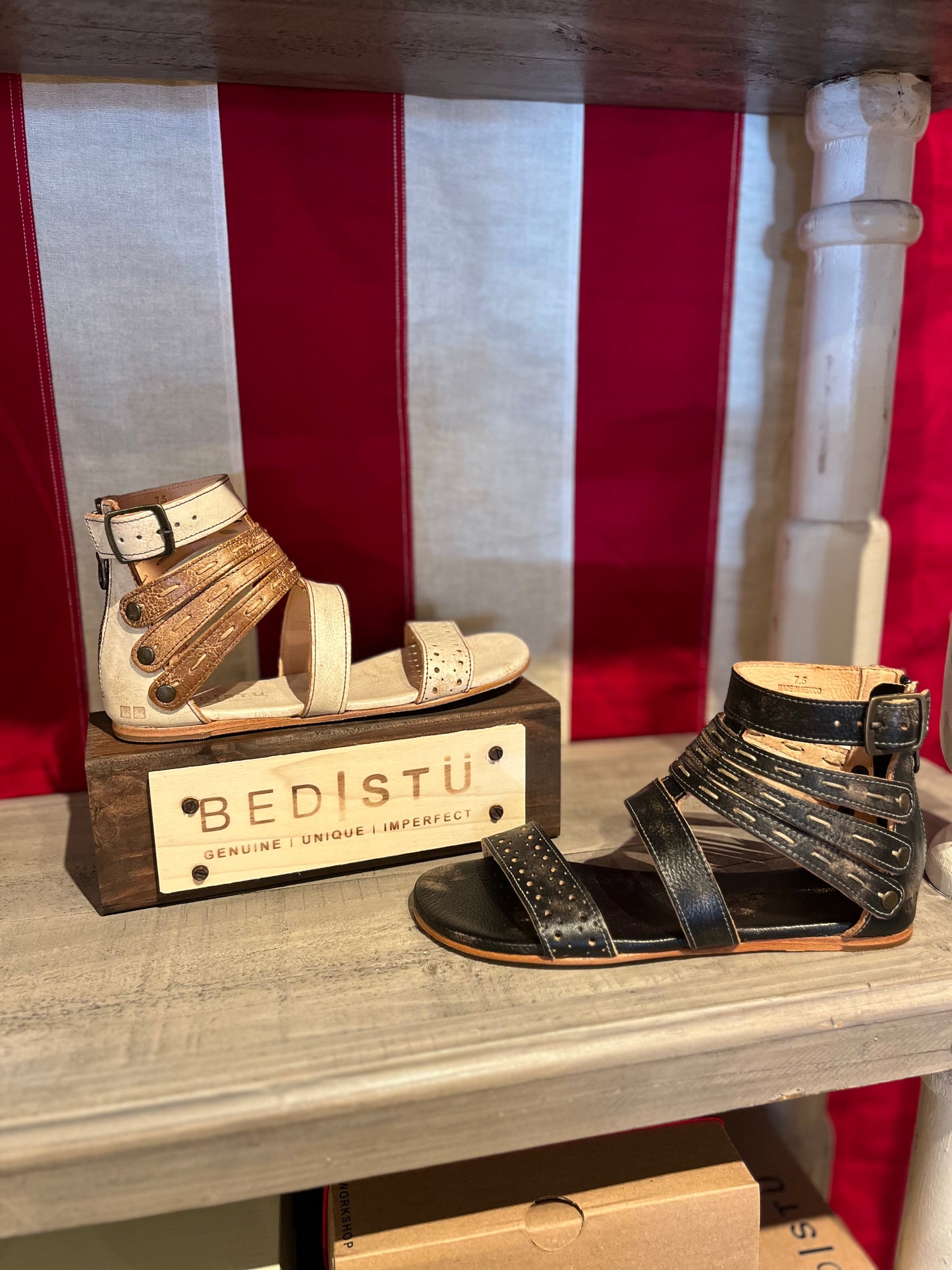 Washed Leather Sandals - Tan