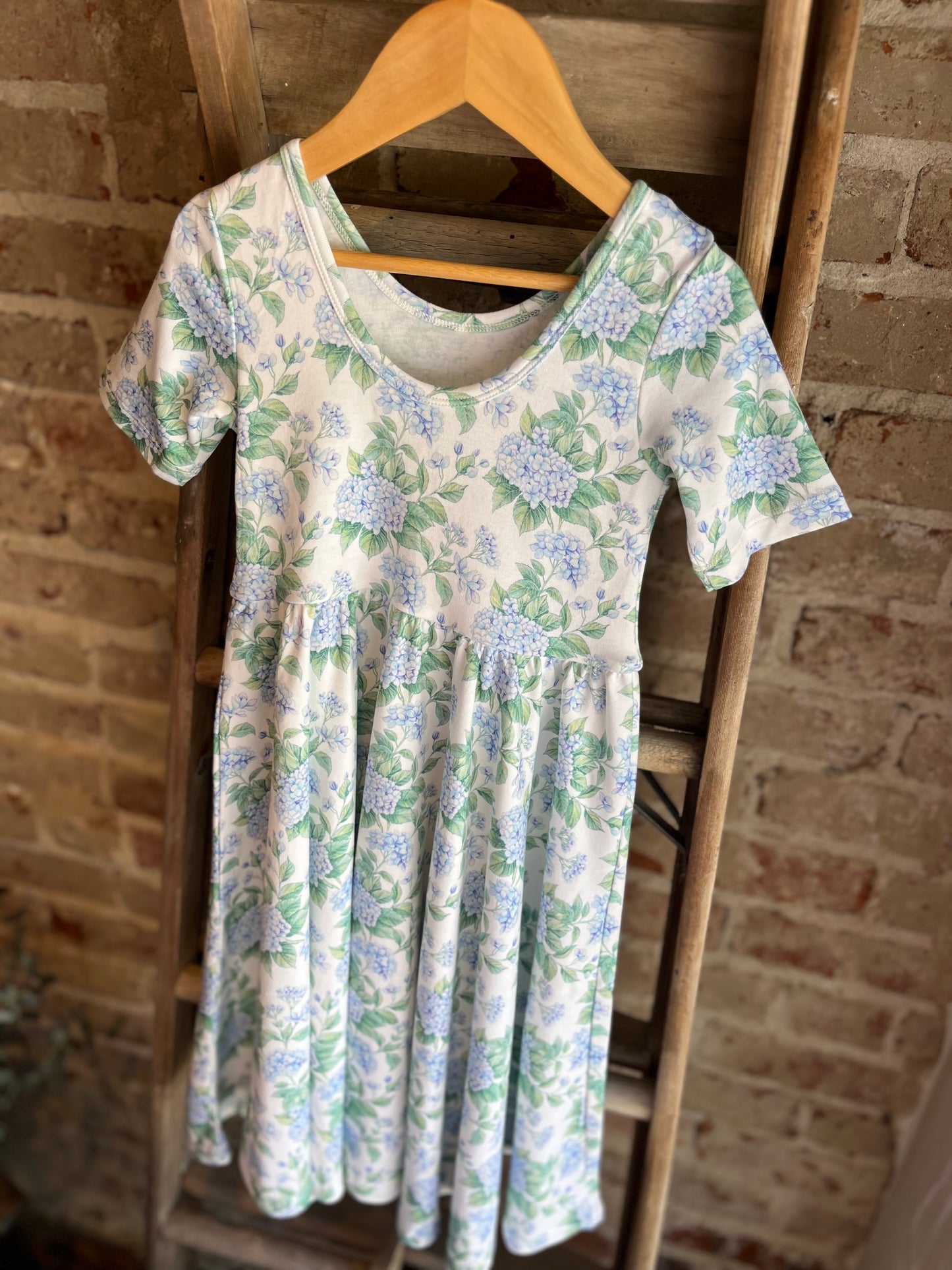 Hydrangea Twirl Dress - Blue