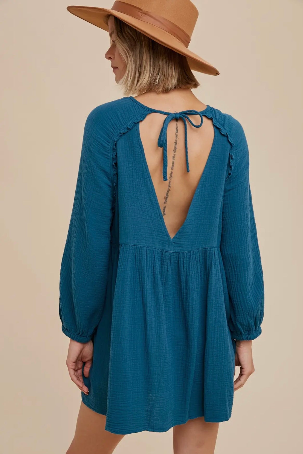 Muslin Tunic w/ Open Back- Teal