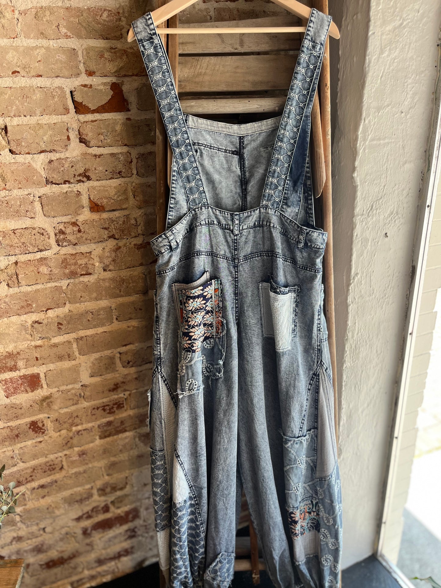 Patchwork Tencel Overalls